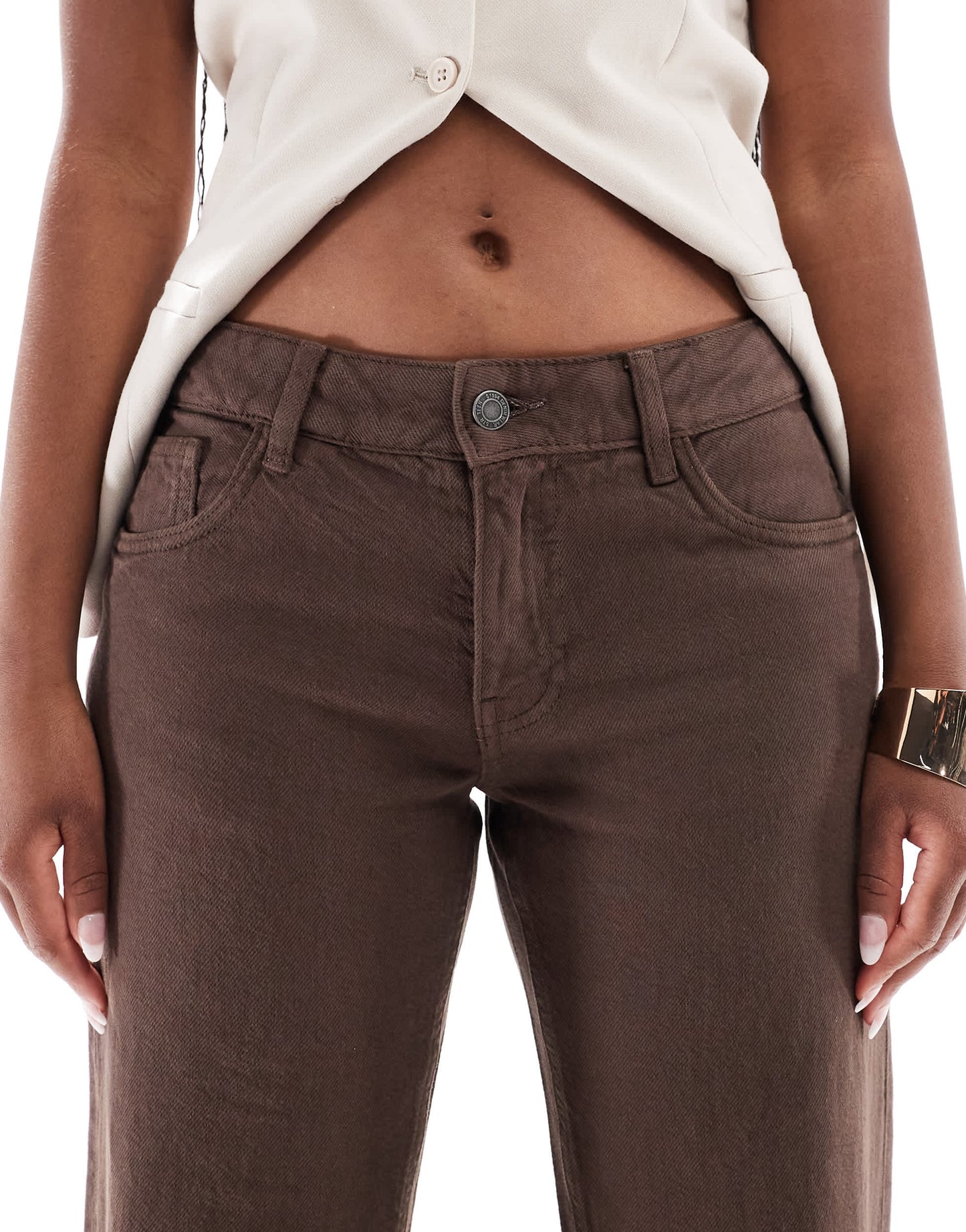 Stradivarius STR straight leg jean in brown