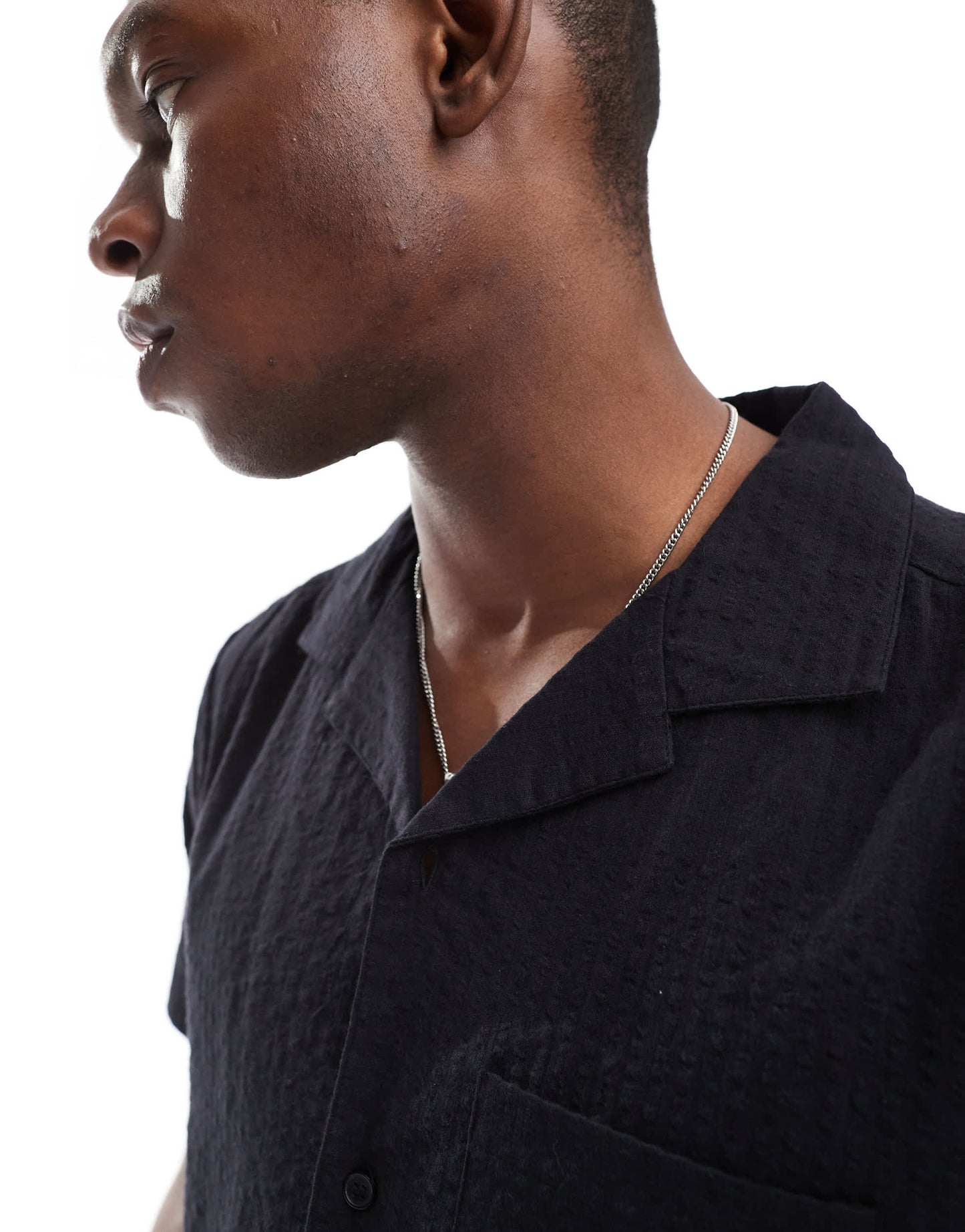 New Look seersucker shirt co-ord in black