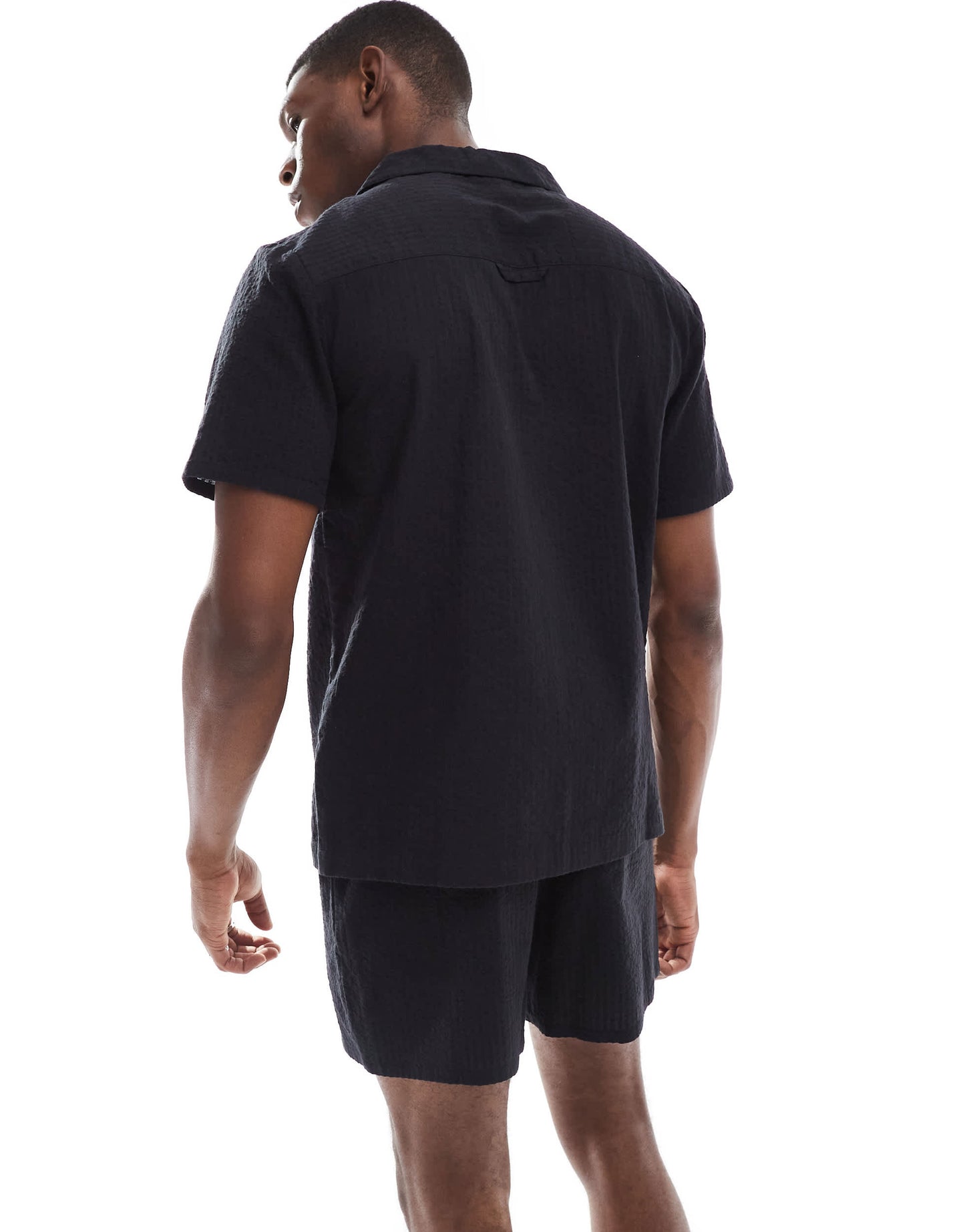 New Look seersucker shirt co-ord in black