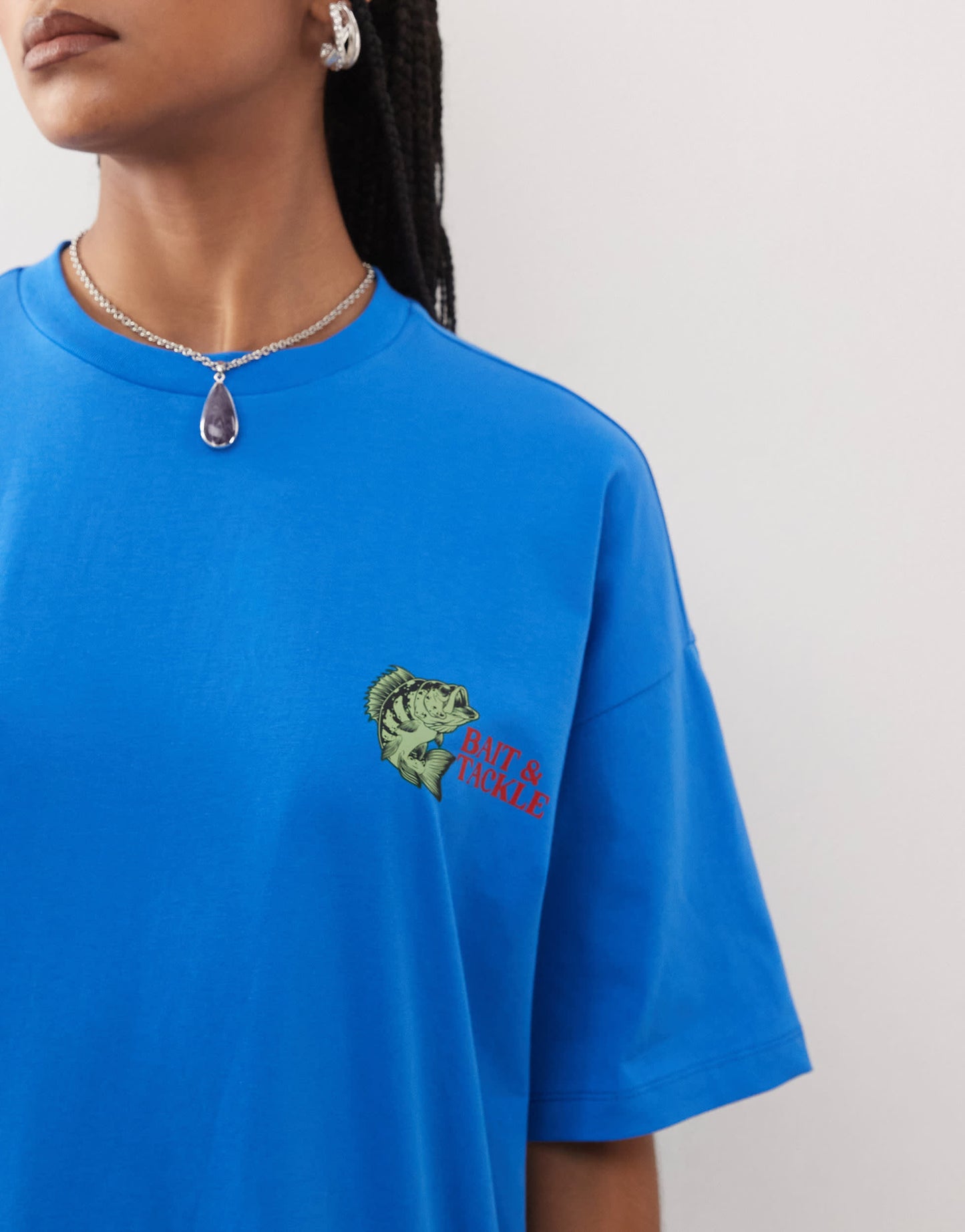 COLLUSION fish print graphic t shirt in blue