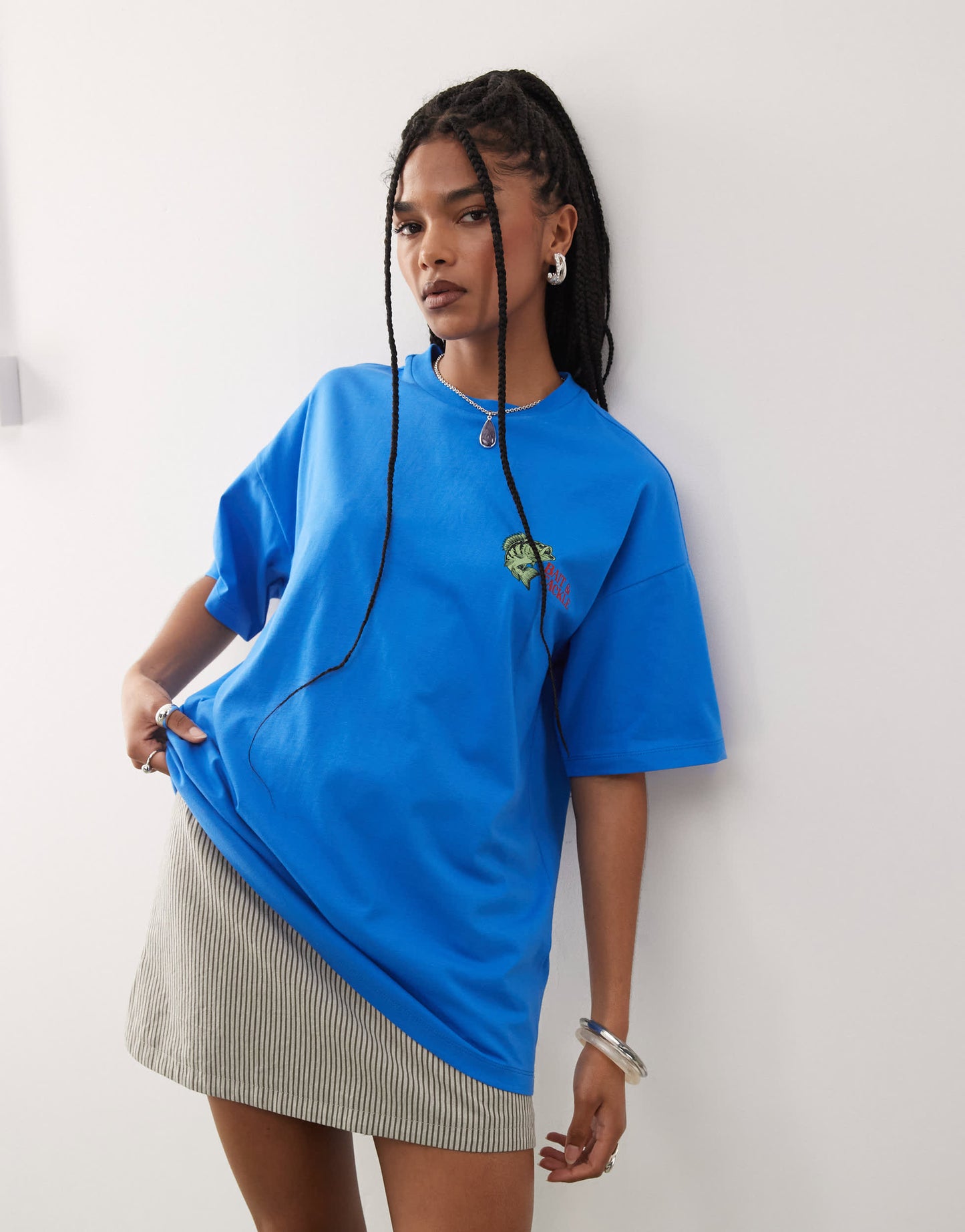COLLUSION fish print graphic t shirt in blue