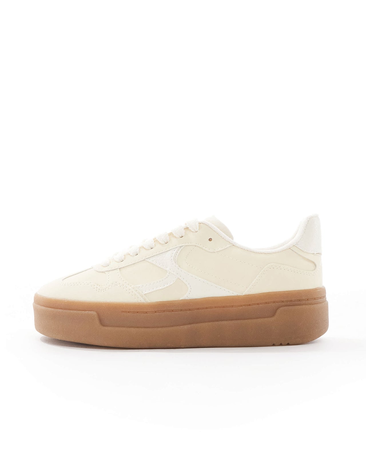 Stradivarius platform gum sole trainer in pale yellow
