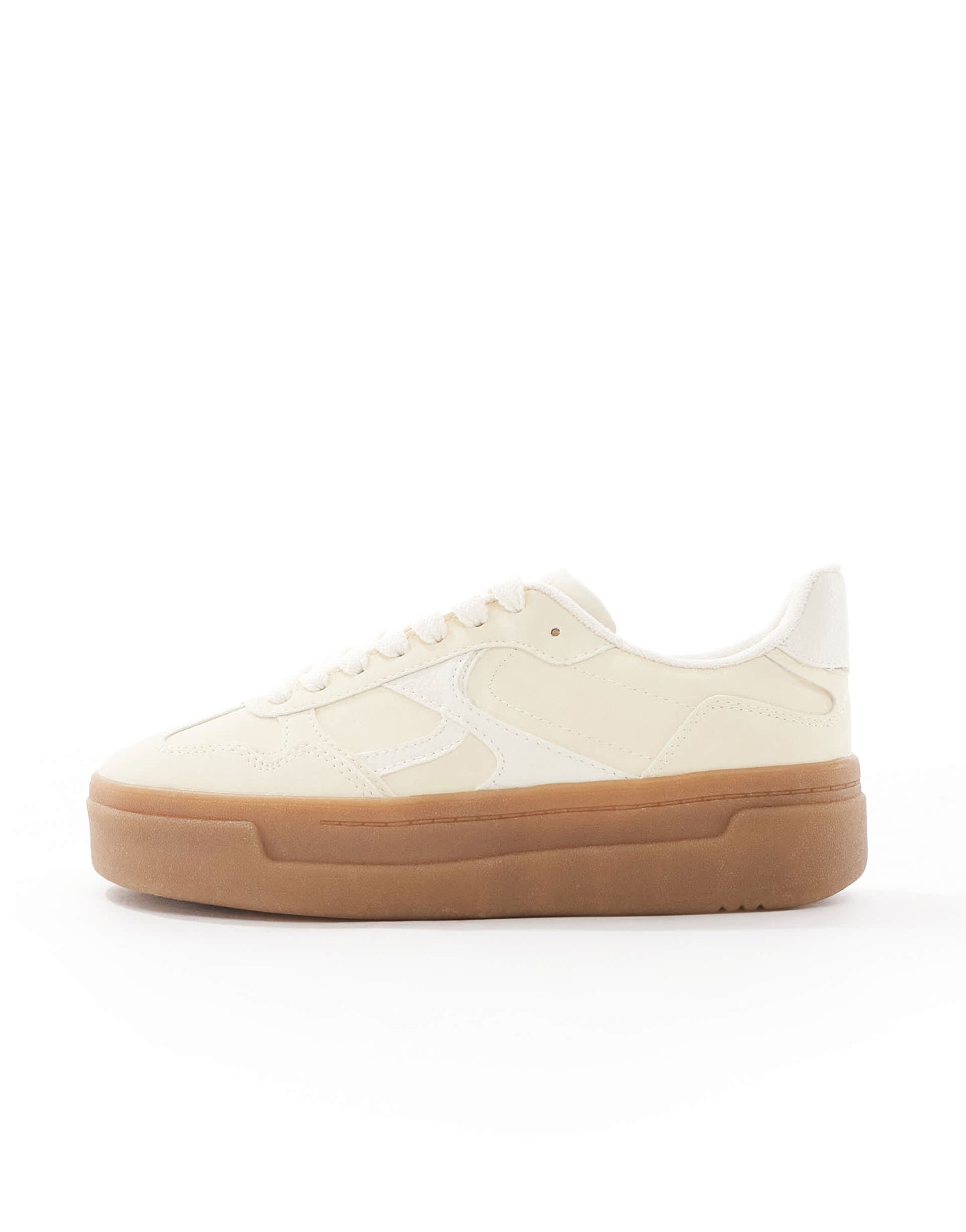 Stradivarius platform gum sole trainer in pale yellow