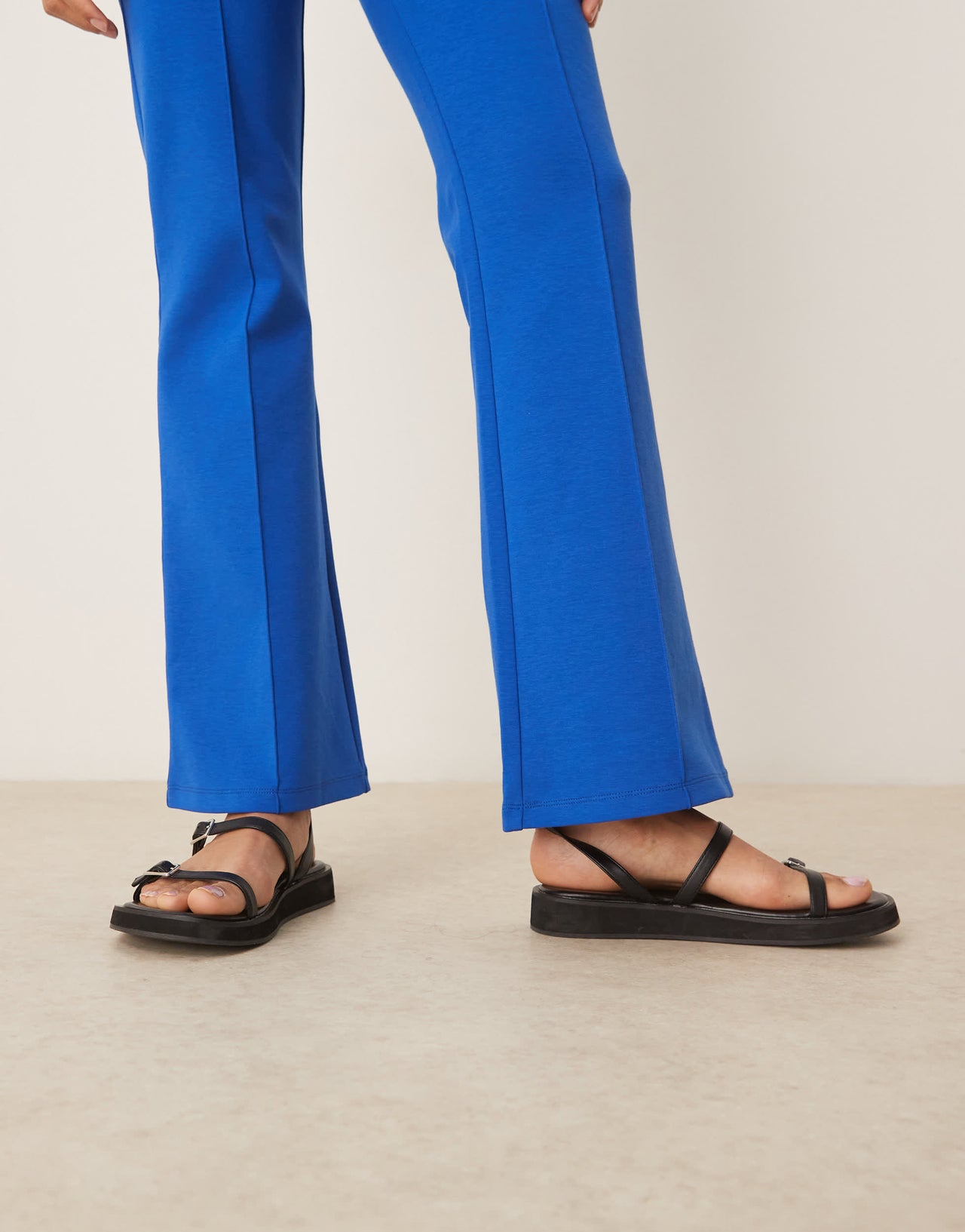 ASOS DESIGN seam detail interlock co-ord flared trouser in navy