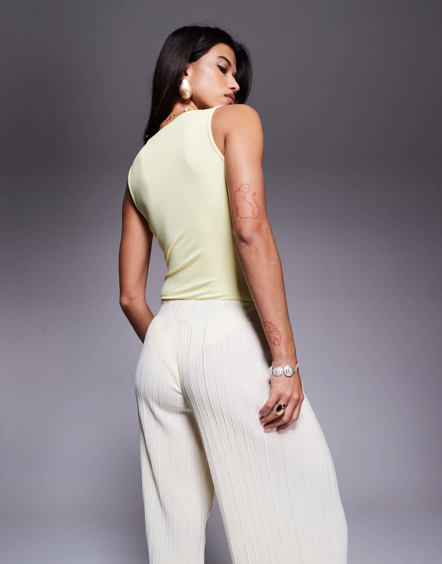 ASOS DESIGN sleeveless polyamide racer bodysuit in buttermilk yellow - YELLOW