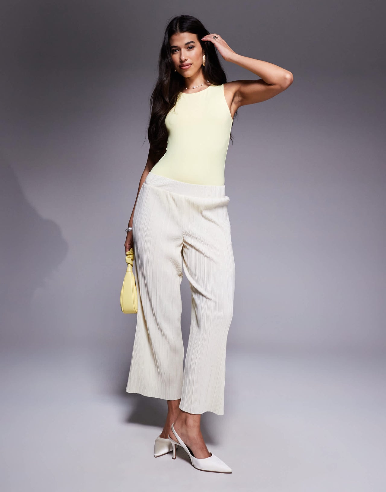 ASOS DESIGN sleeveless polyamide racer bodysuit in buttermilk yellow - YELLOW