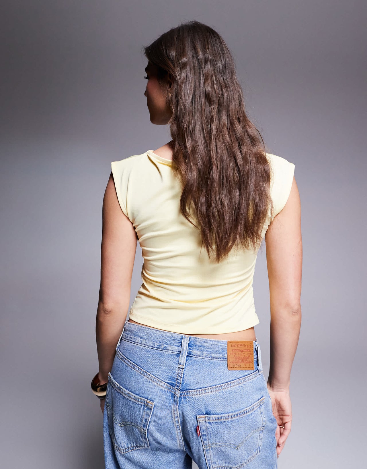 ASOS DESIGN boat neck under bust seam detail top in buttermilk yellow - YELLOW