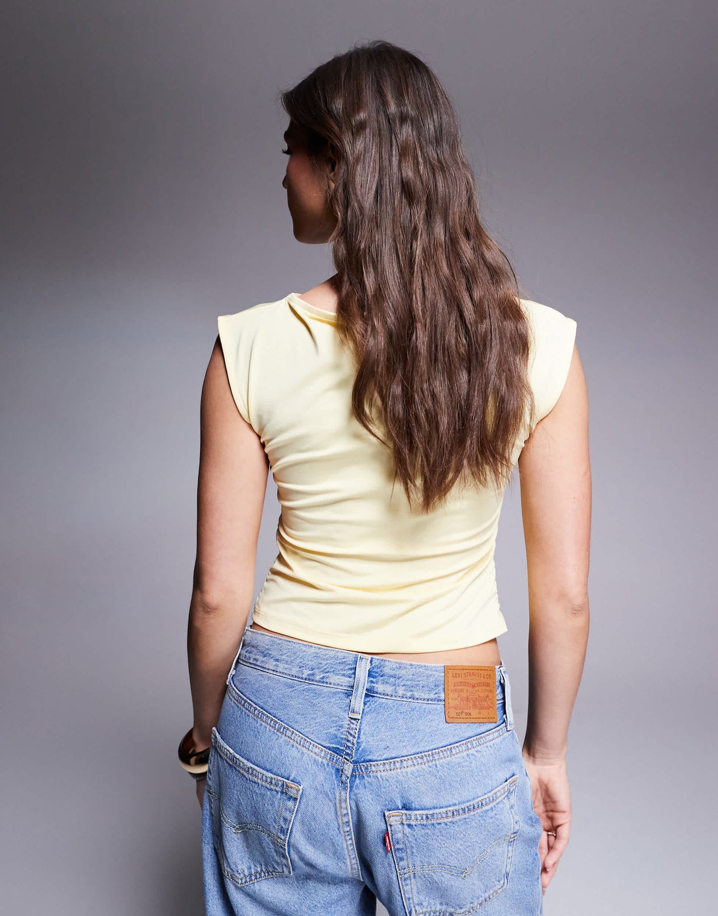 ASOS DESIGN boat neck under bust seam detail top in buttermilk yellow - YELLOW