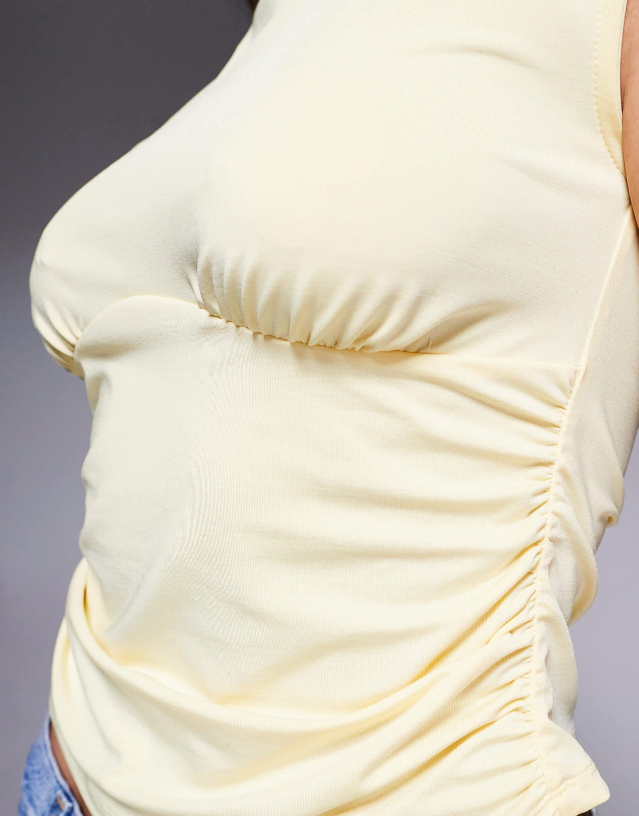 ASOS DESIGN boat neck under bust seam detail top in buttermilk yellow - YELLOW