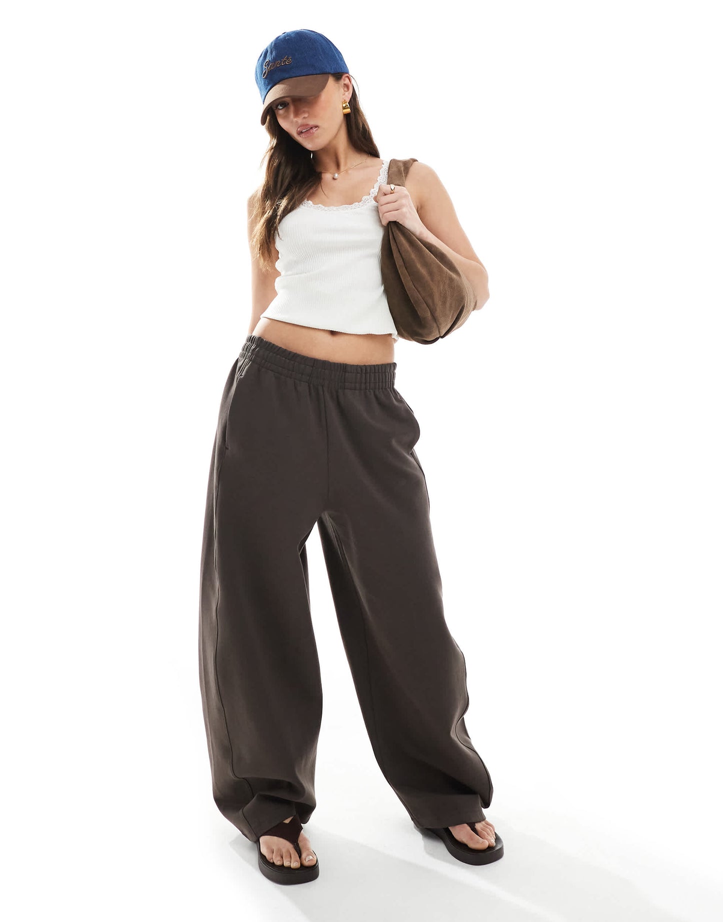 Stradivarius STR barrel leg jogger in brown