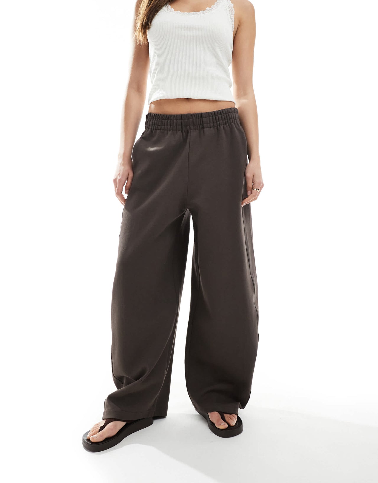 Stradivarius STR barrel leg jogger in brown