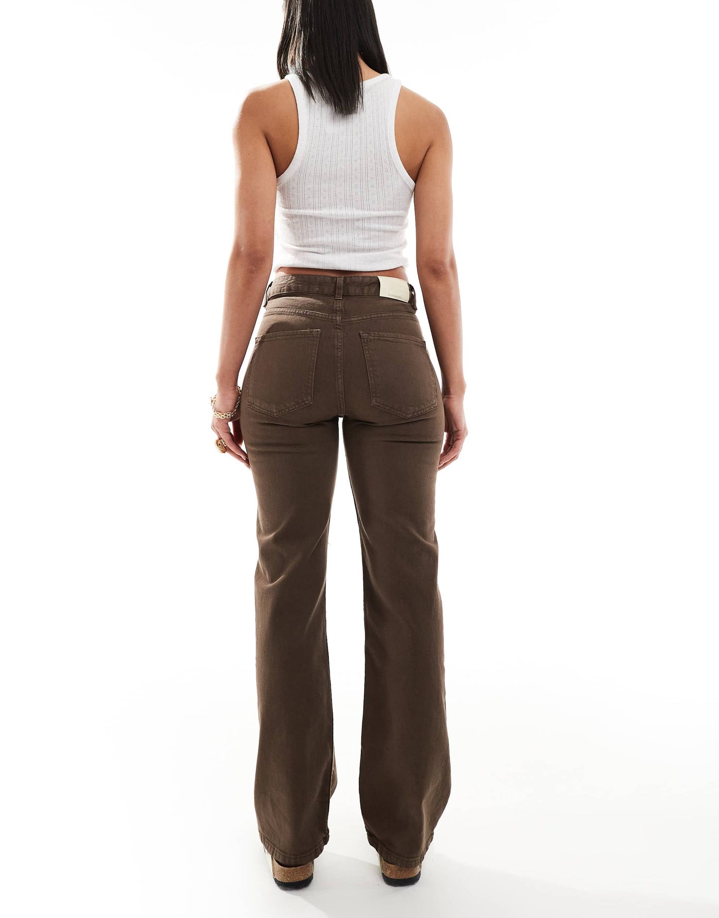 Stradivarius straight leg jean in brown
