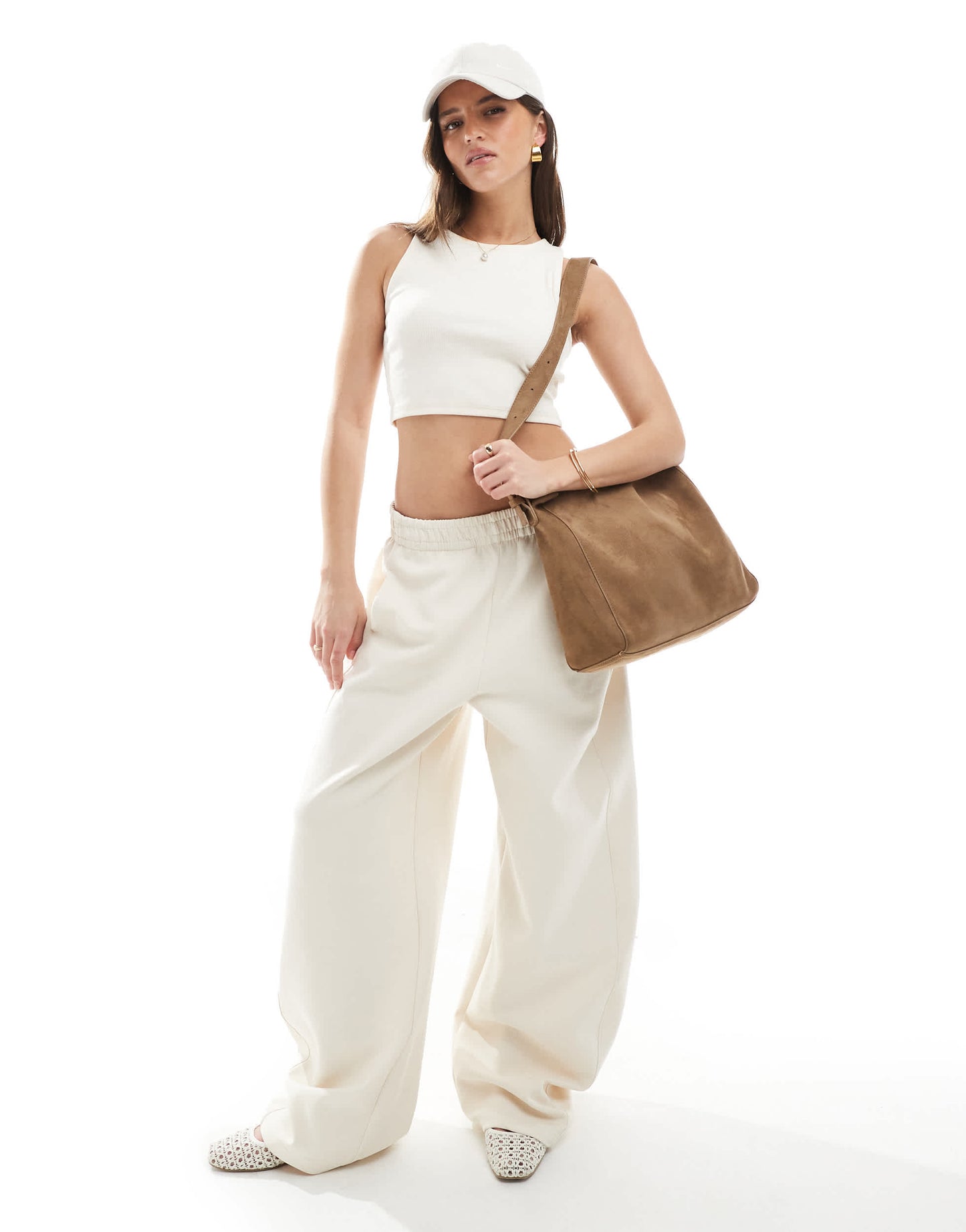 Stradivarius STR barrel leg jogger in ecru