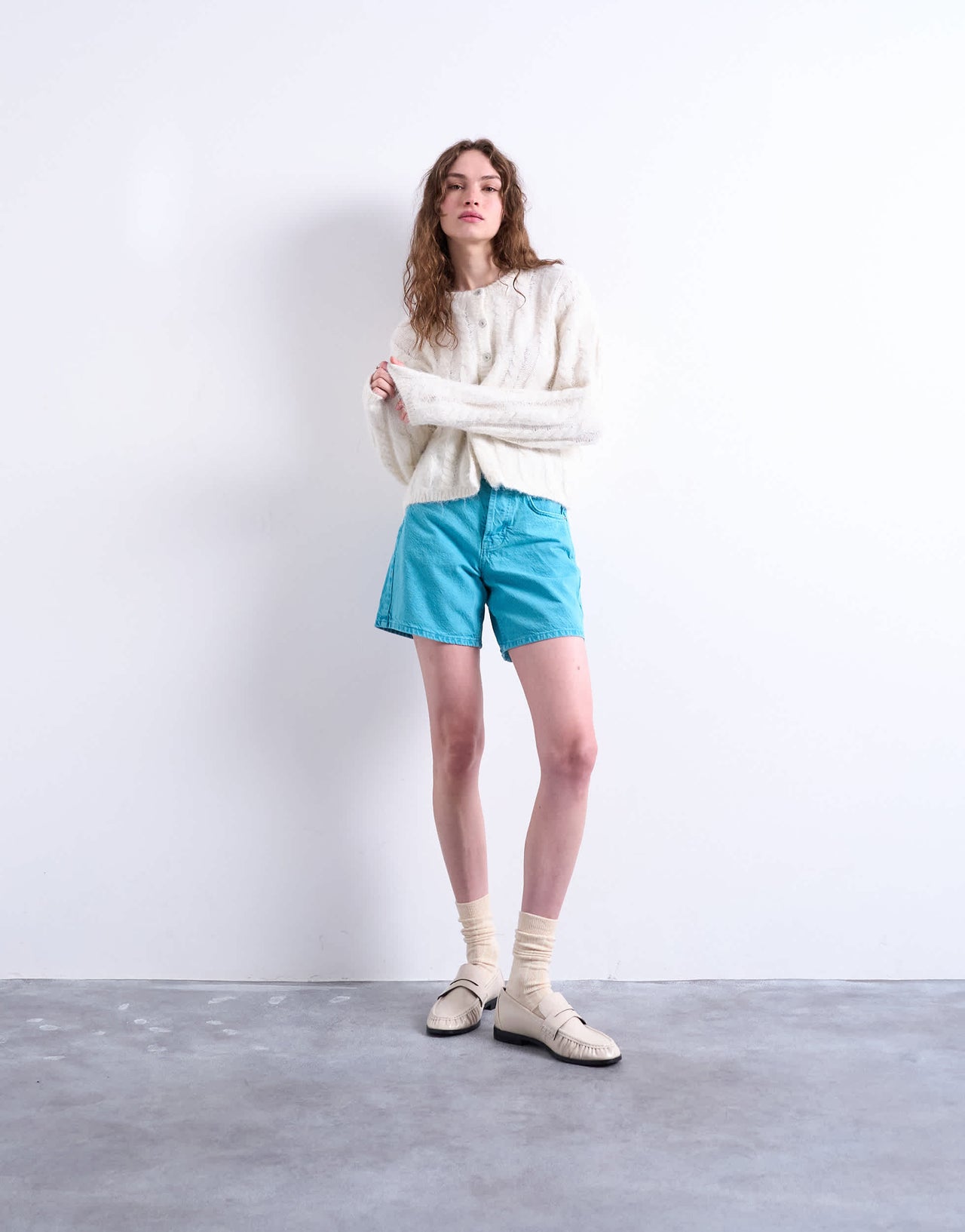 Topshop denim Editor short in blue