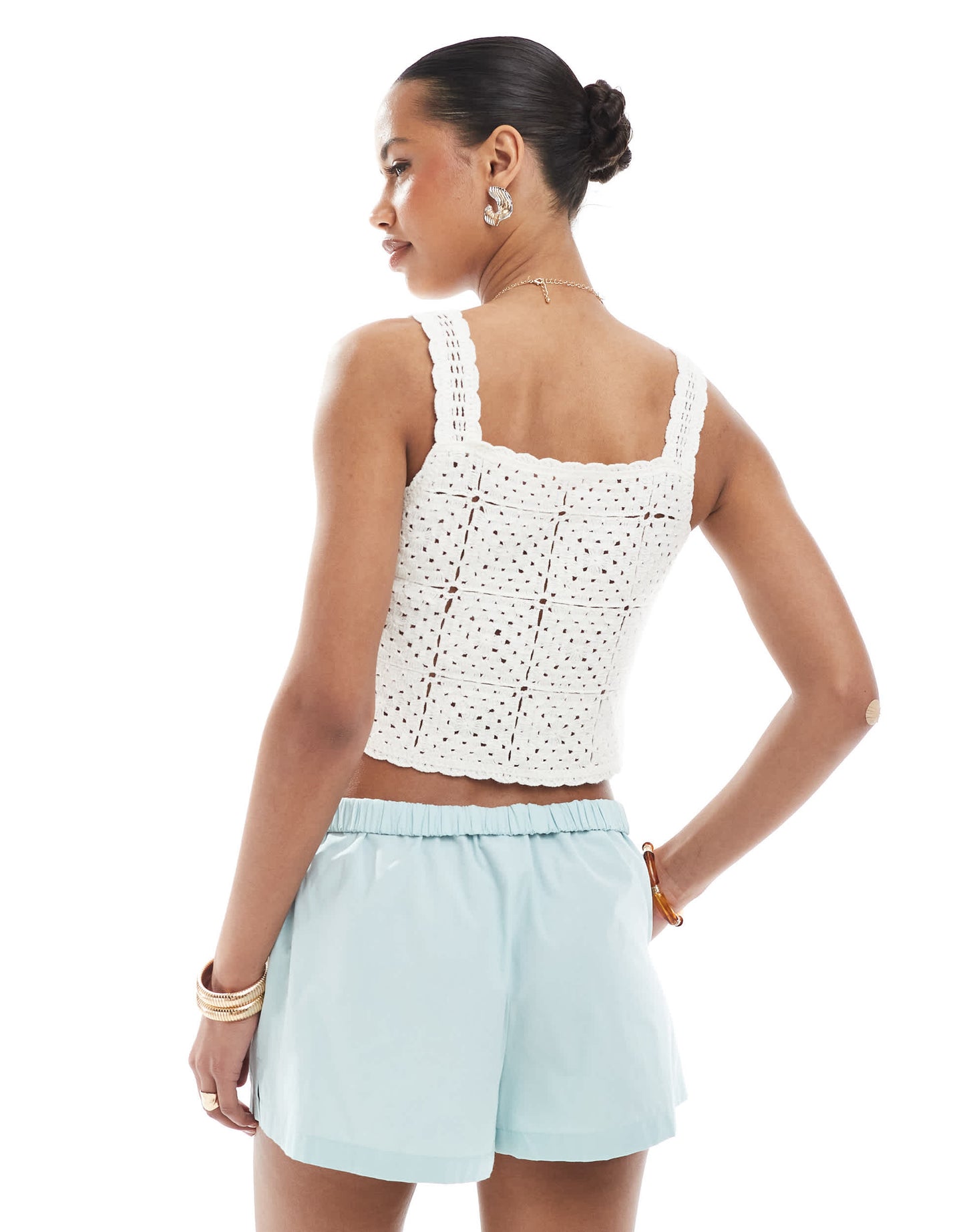 ASOS DESIGN folded waistband shorts in blue