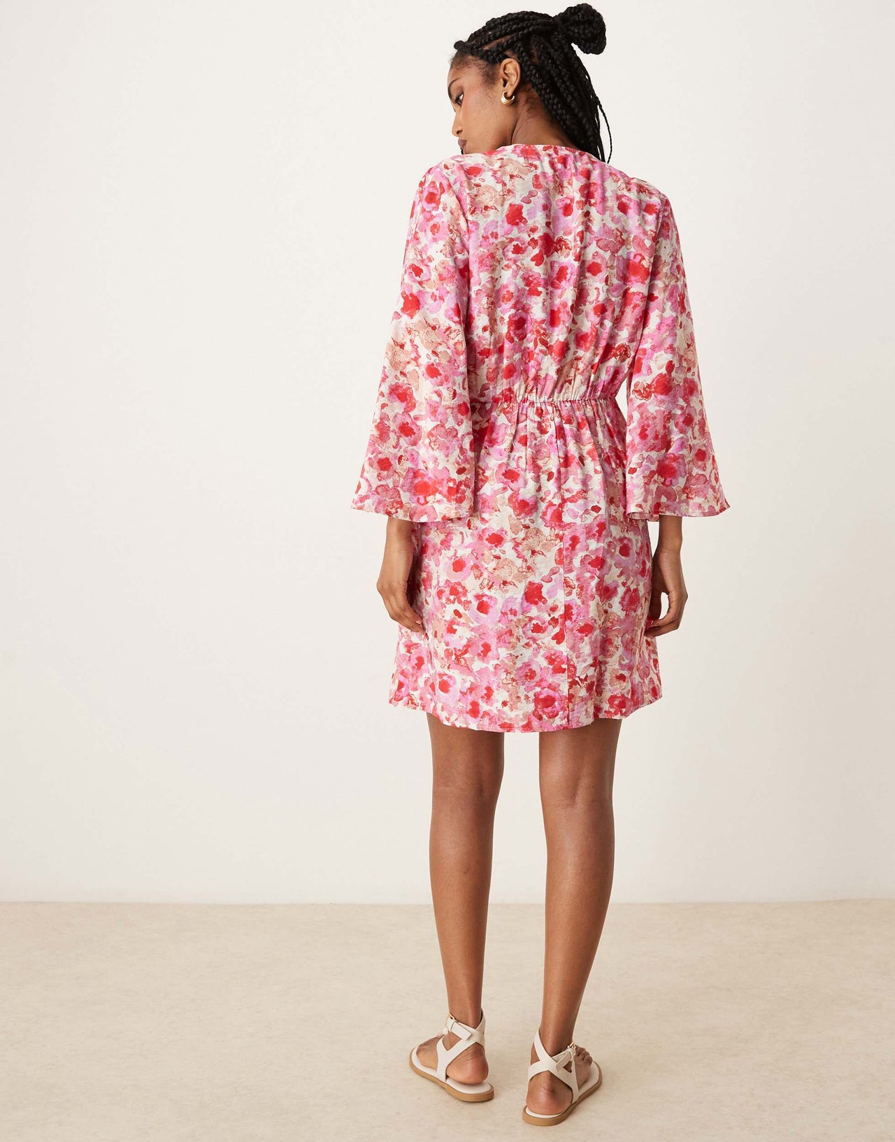 JDY wrap mini dress in pink abstract floral print