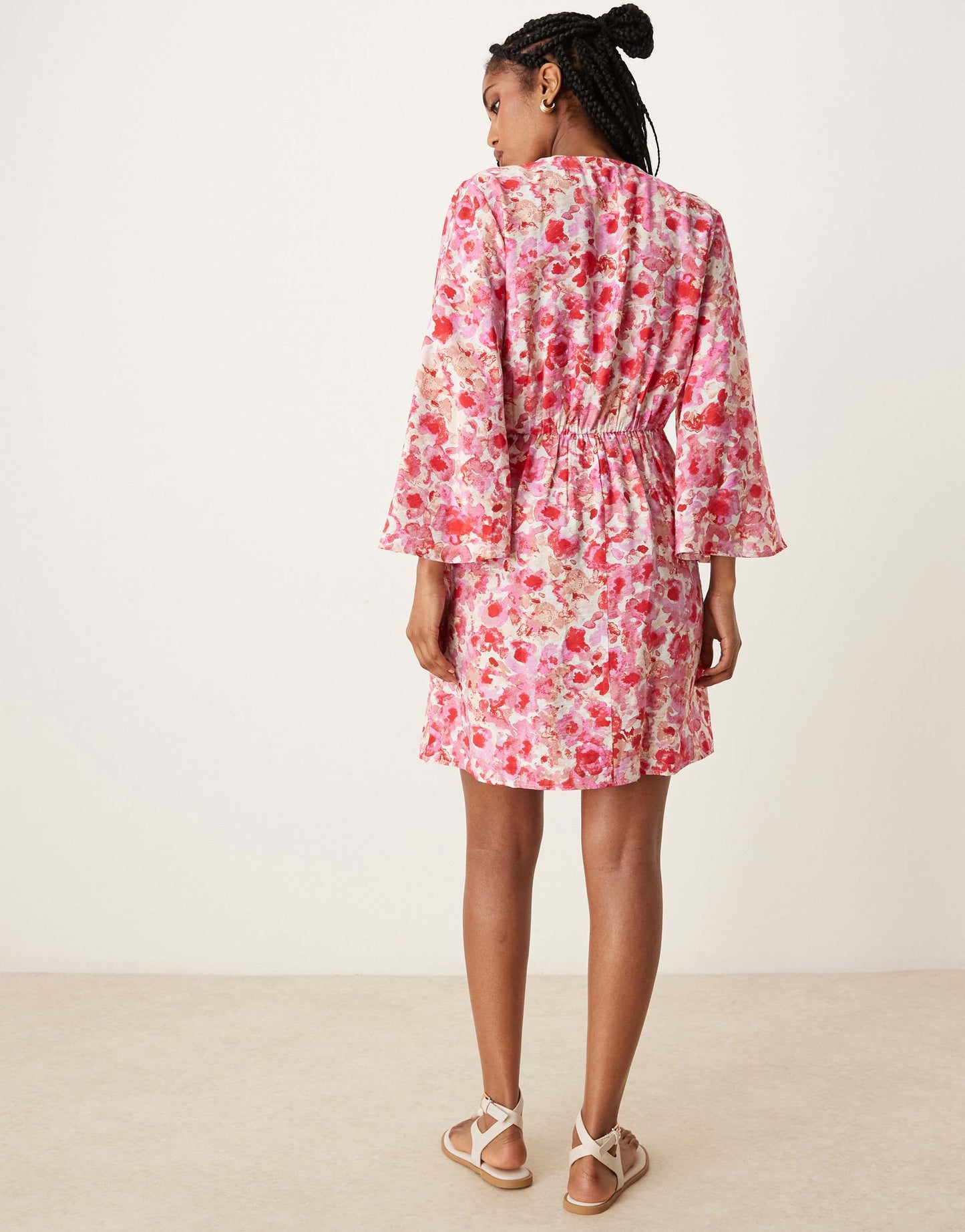 JDY wrap mini dress in pink abstract floral print