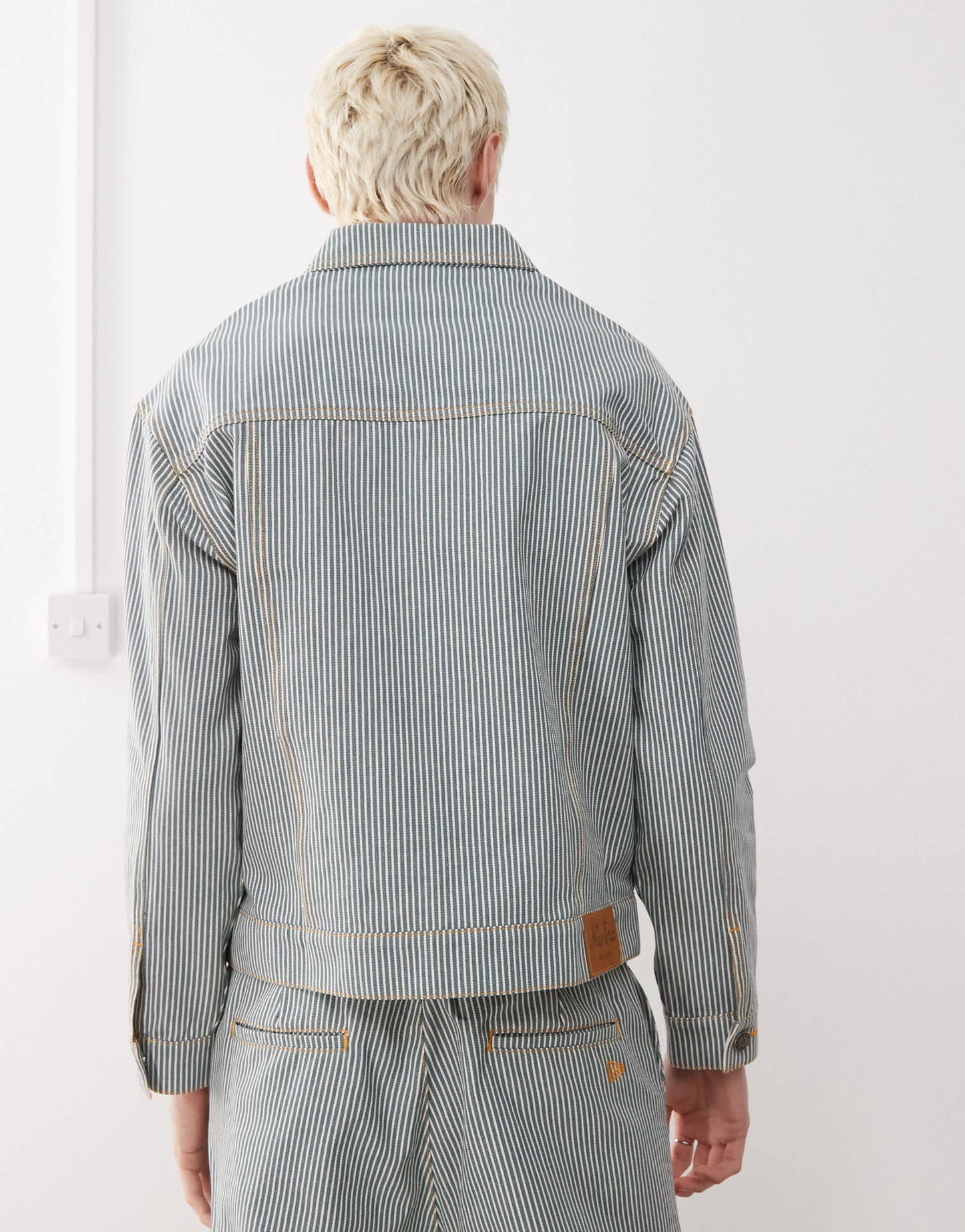 New Era pinstripe denim jacket co-ord in multi