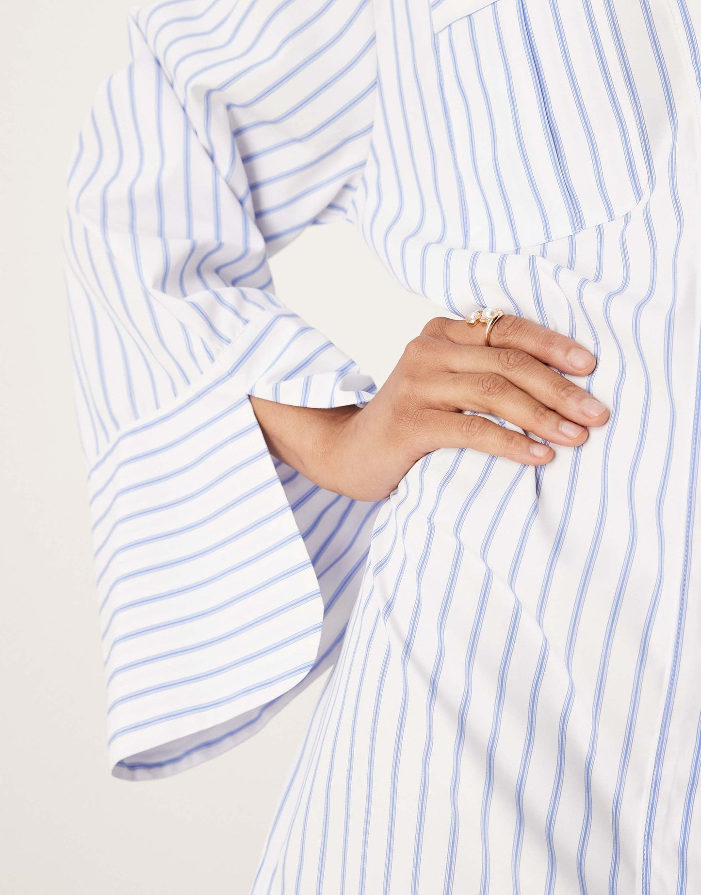 ASOS DESIGN Tall mini shirt dress with wide cuffs and oversized pockets in blue stripe