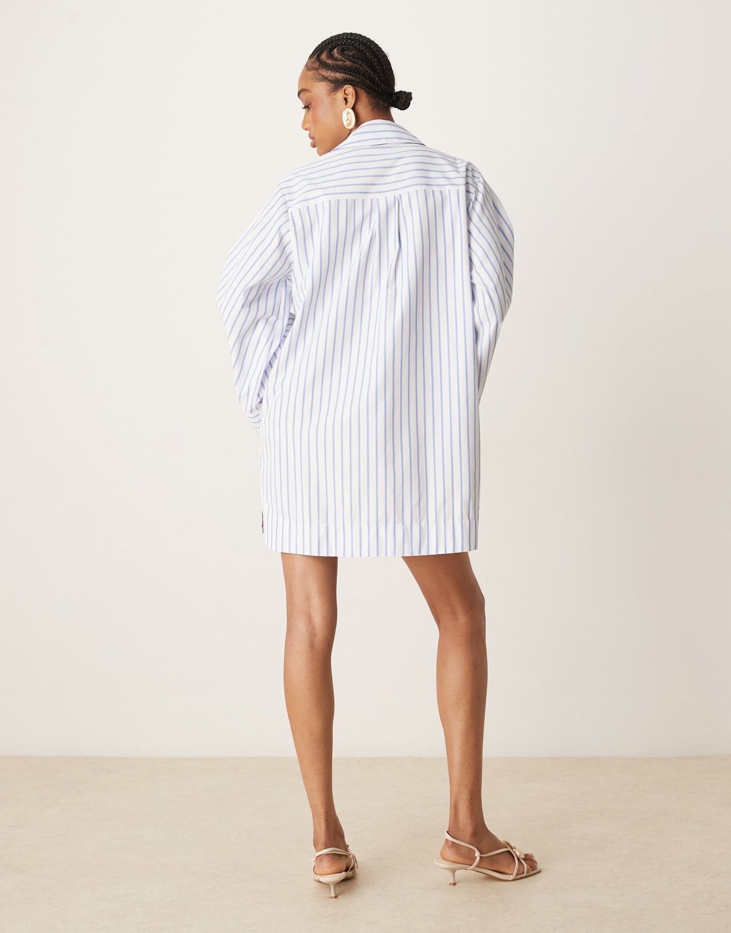 ASOS DESIGN Tall mini shirt dress with wide cuffs and oversized pockets in blue stripe