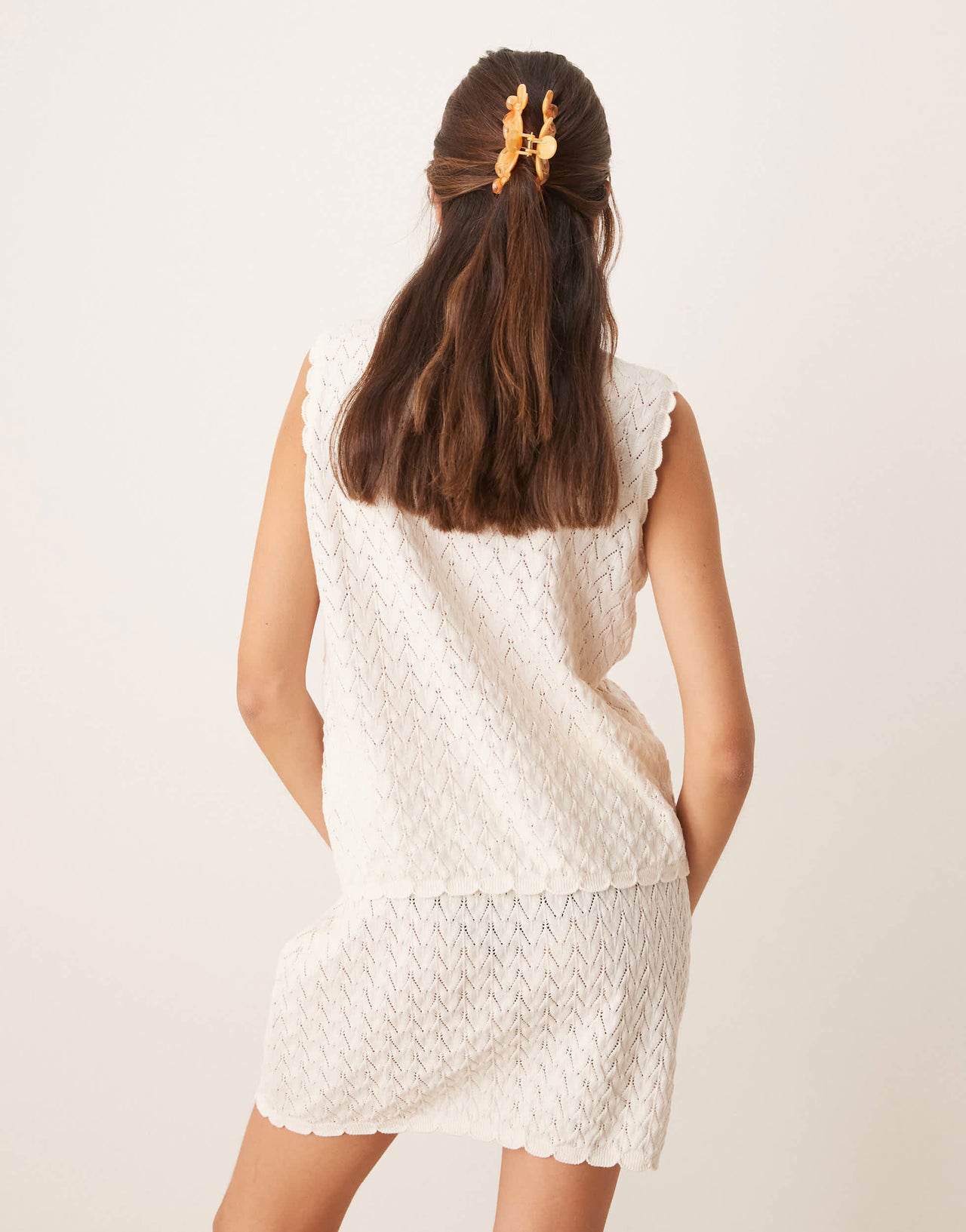 ASOS DESIGN crochet knit mini skirt co-ord in ecru