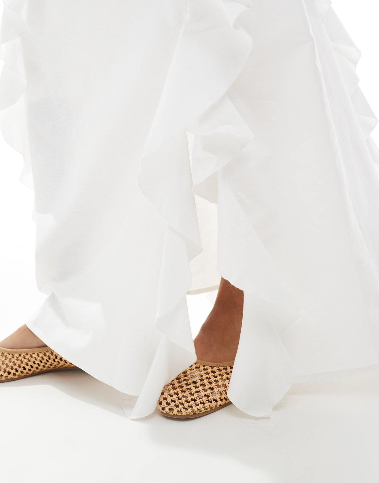 Miss Selfridge frill maxi skirt co-ord in white