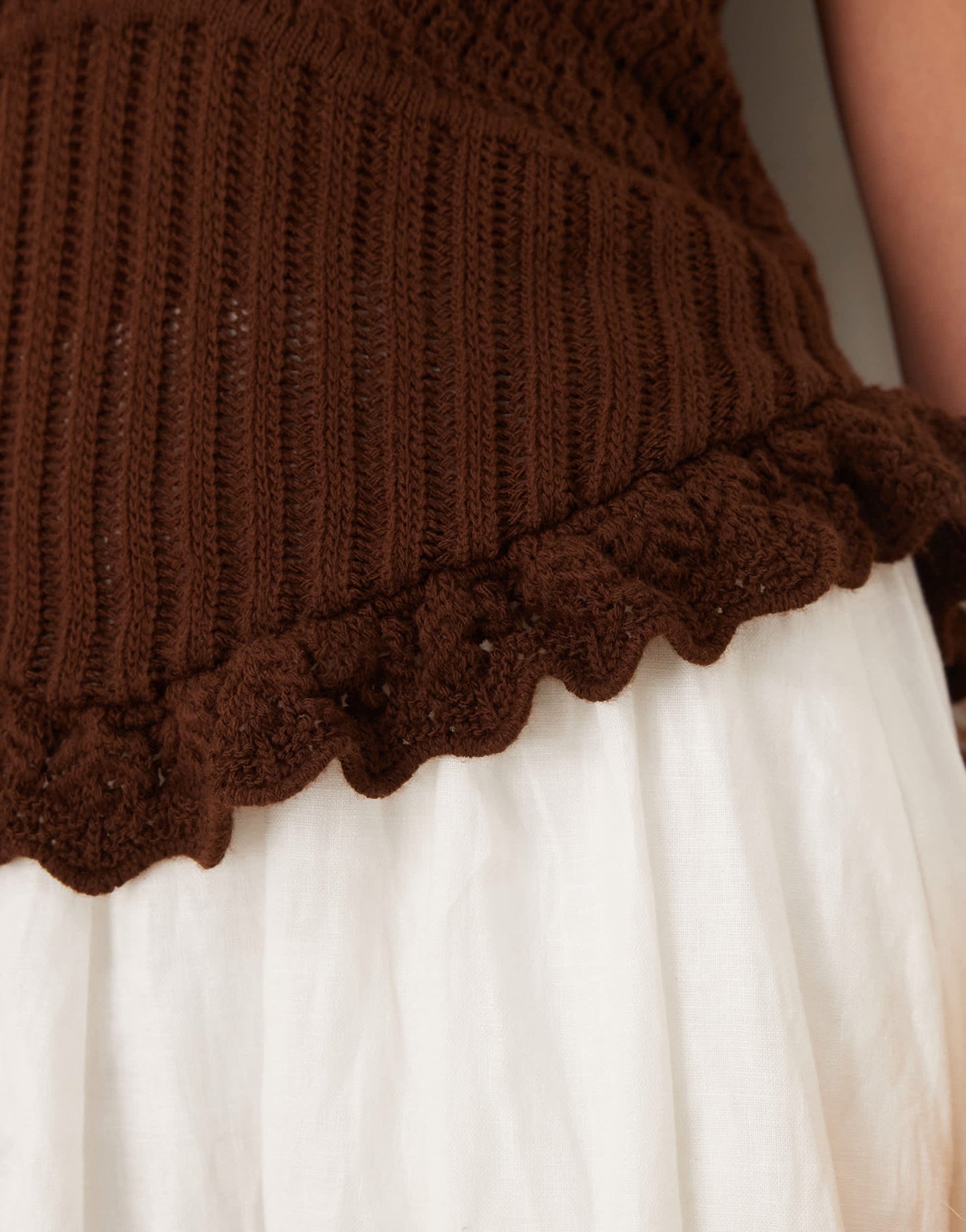 ASOS DESIGN crochet knitted top in brown
