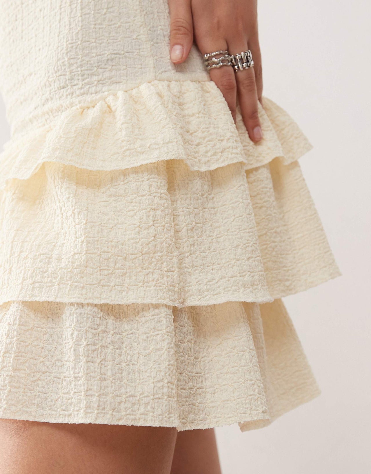 COLLUSION drop waist micro mini dress in white texture