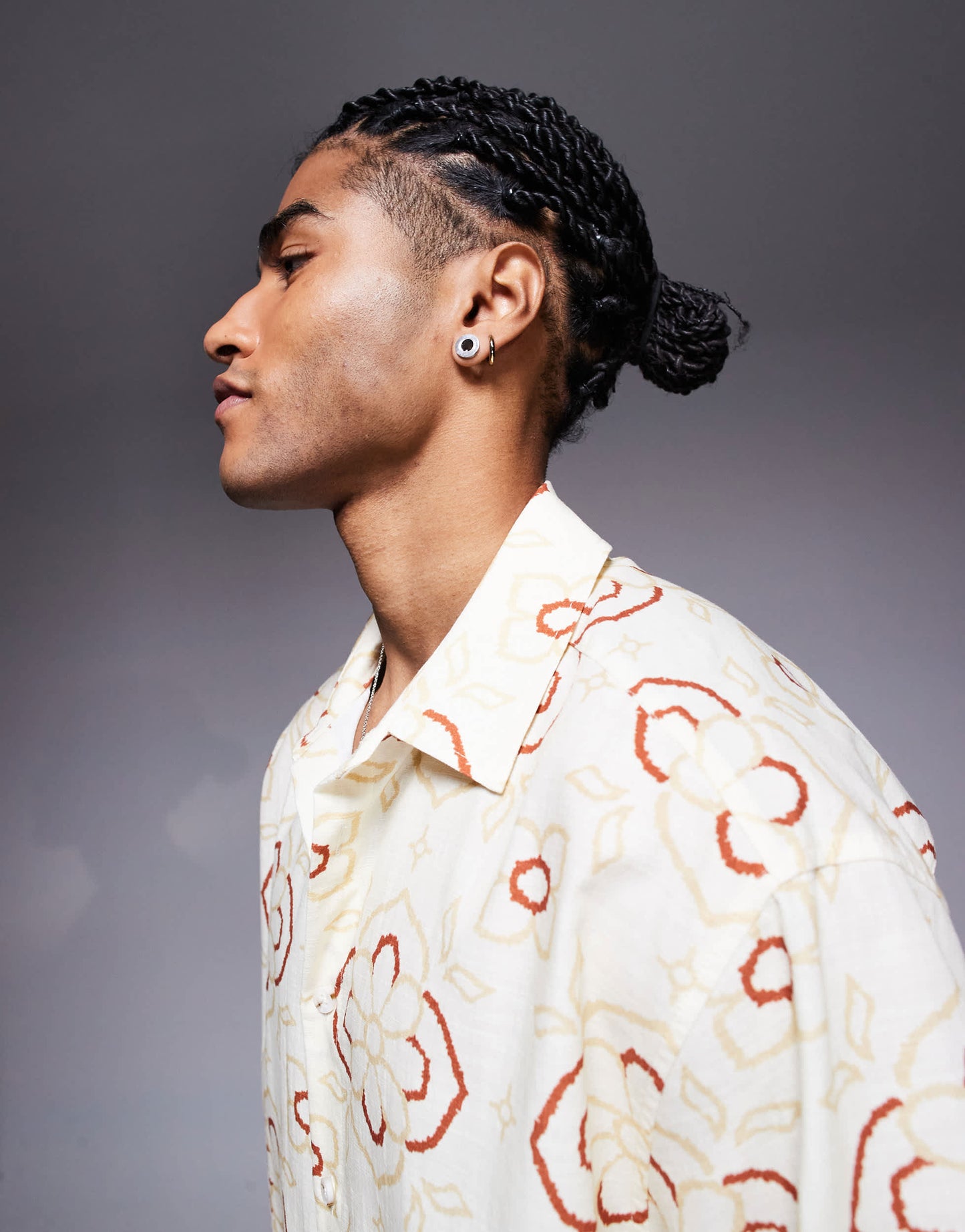 ASOS DESIGN co-ord oversized shirt with geo print in beige