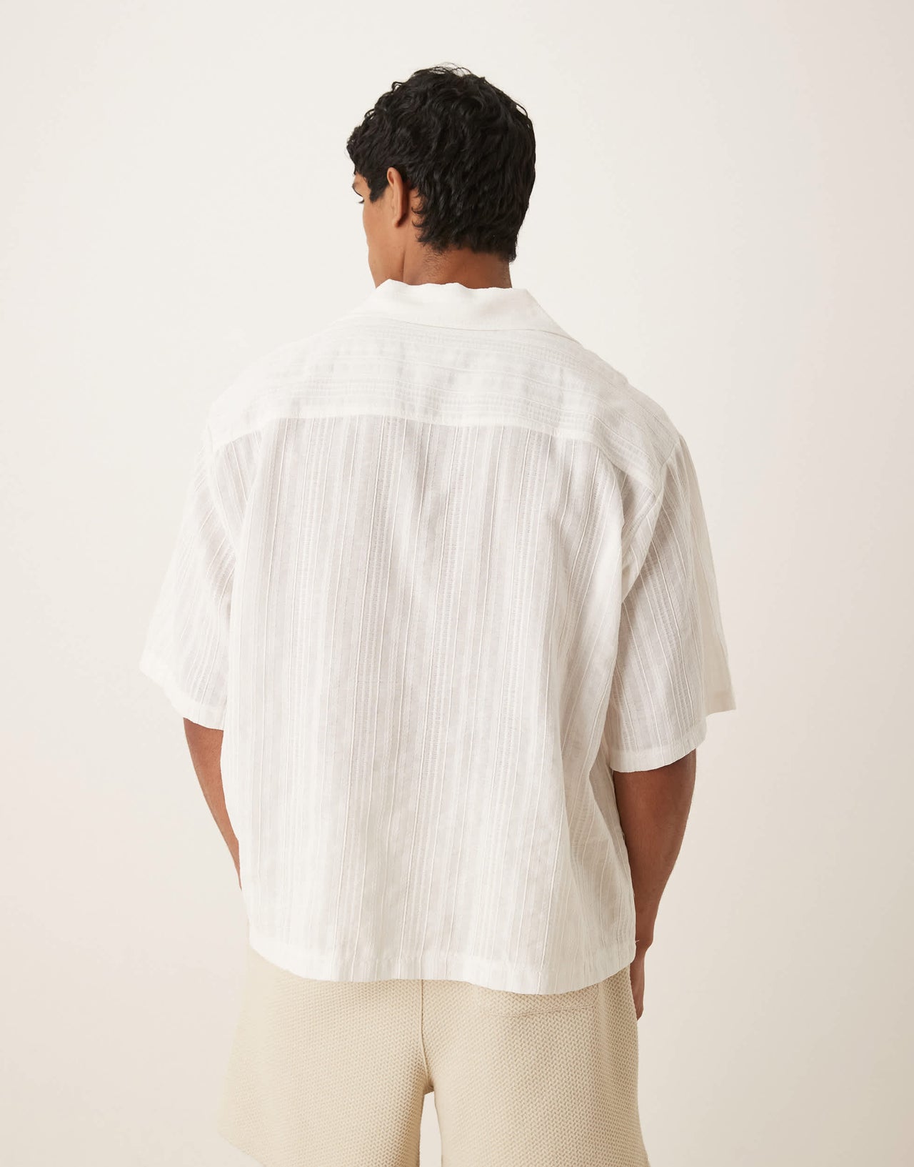 ASOS DESIGN oversized overhead shirt in light white texture