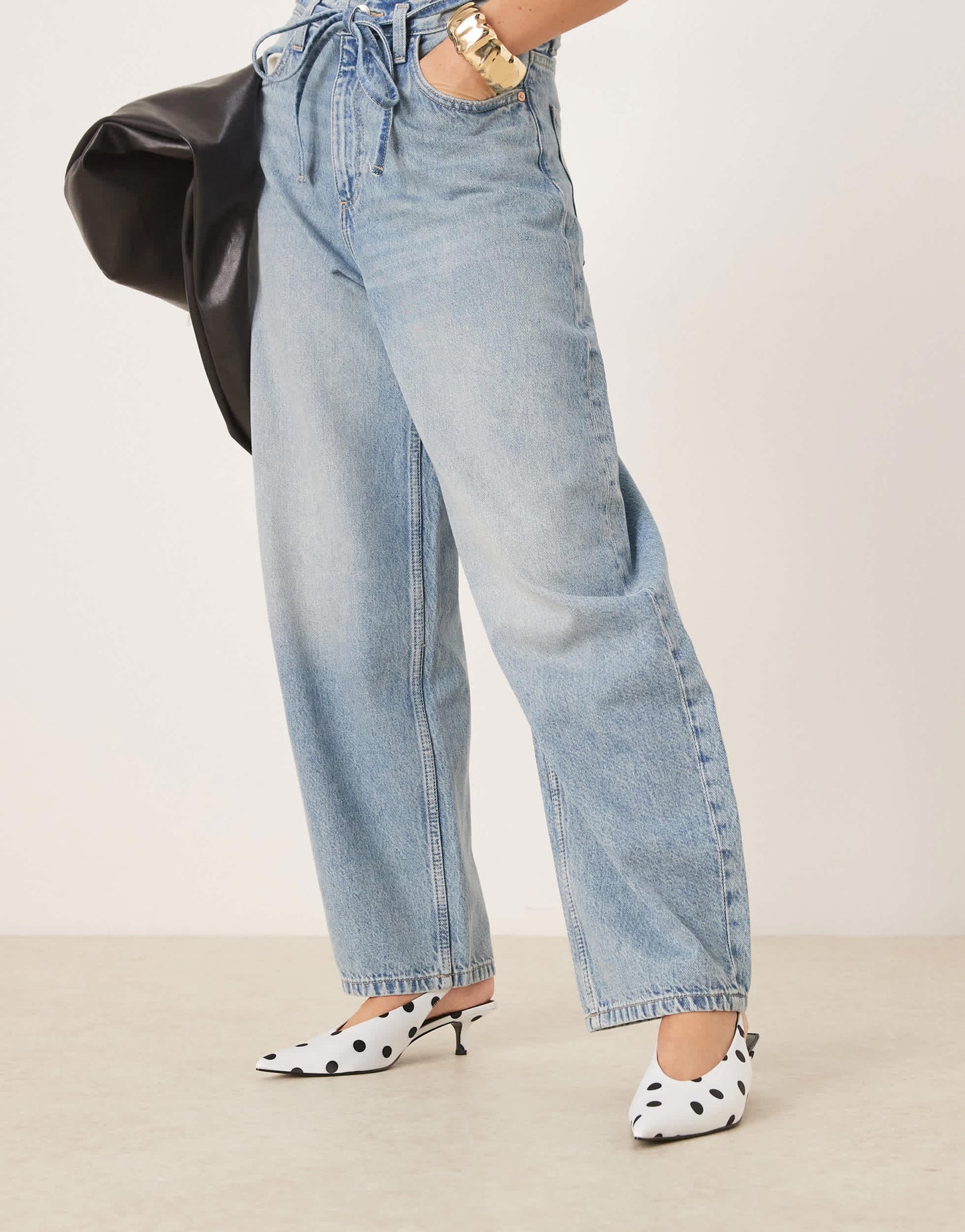 ASOS DESIGN Sydney slingback kitten heel shoes in polka dot