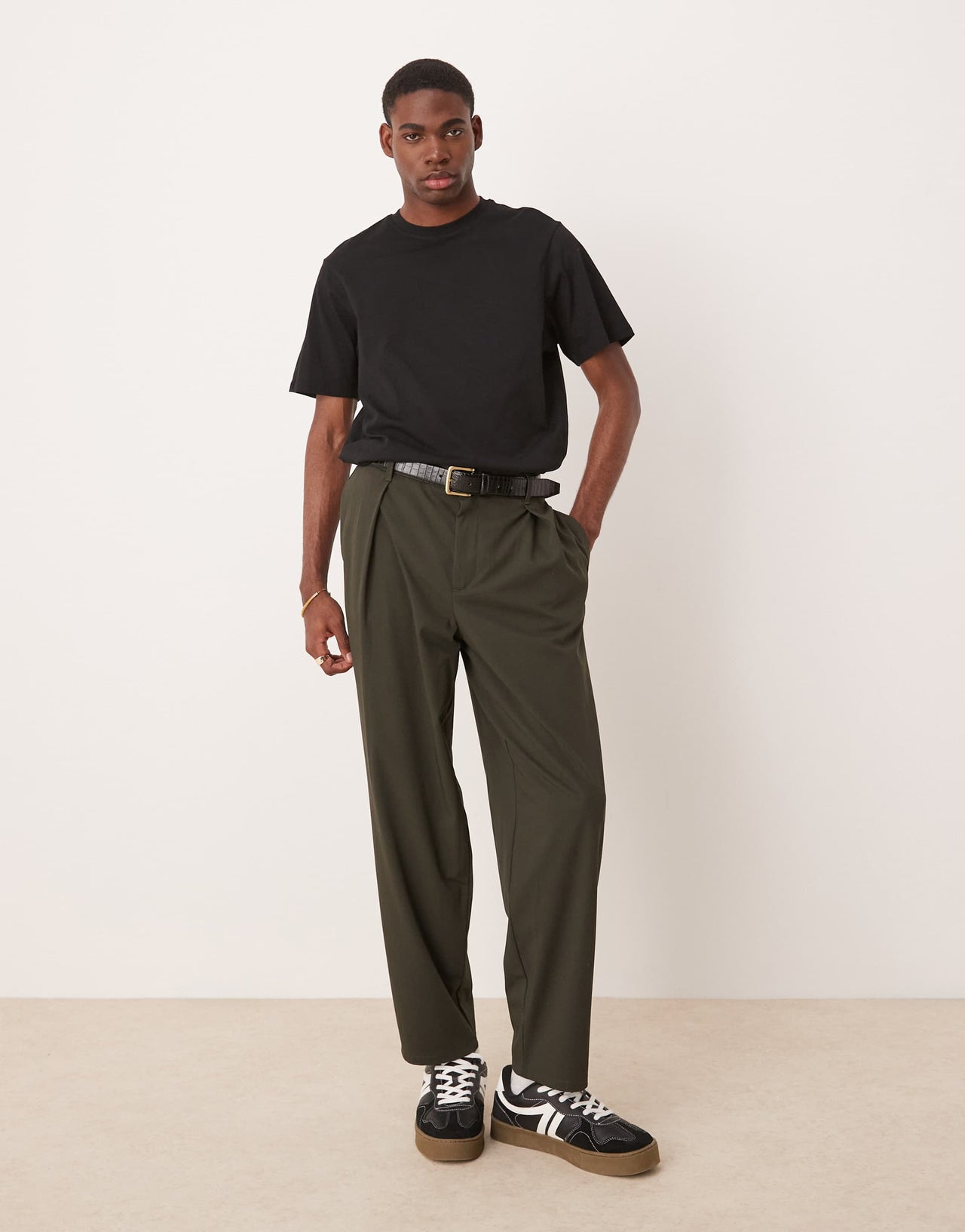 ASOS DESIGN oversized tapered trouser with deep pleat in grey