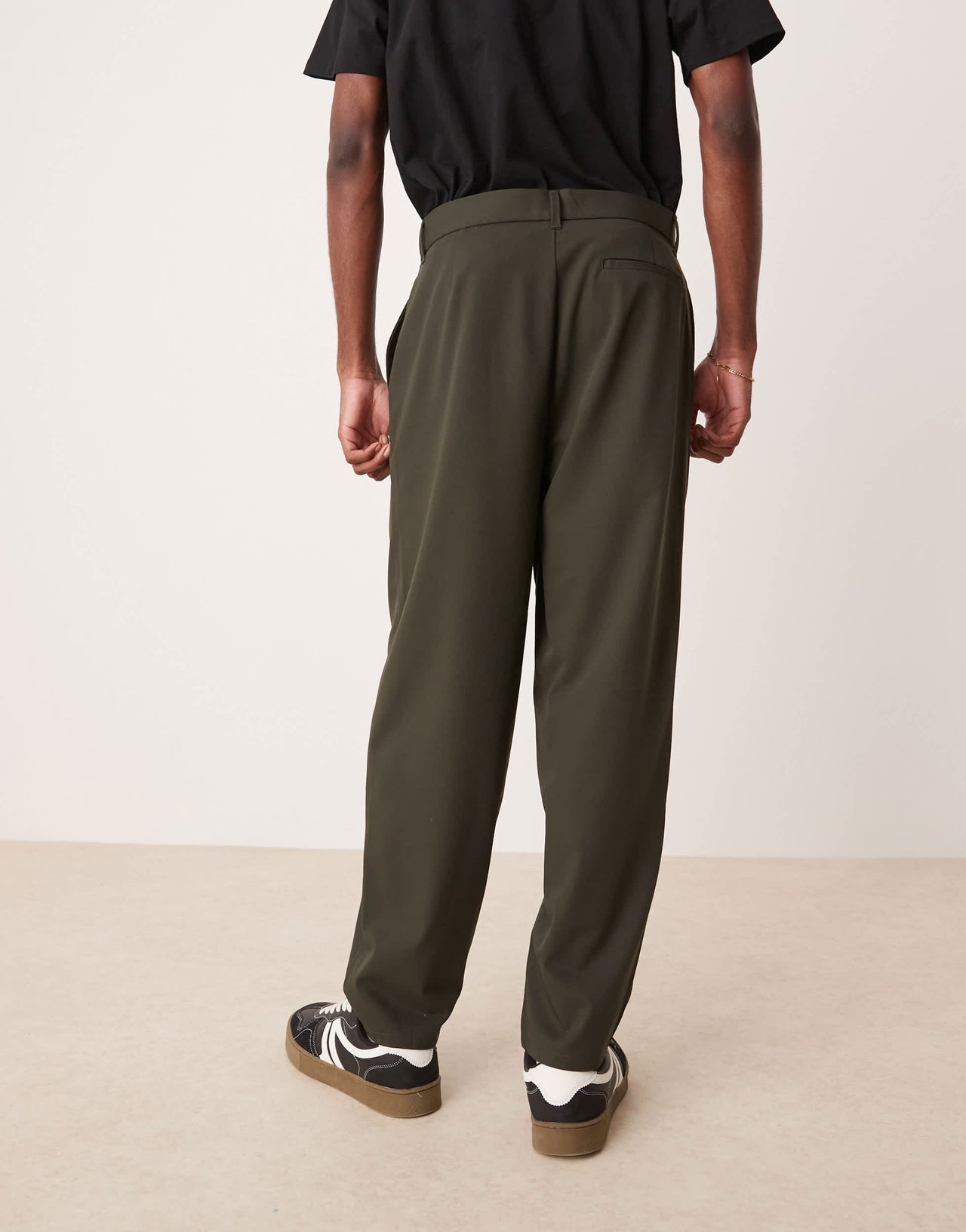 ASOS DESIGN oversized tapered trouser with deep pleat in grey