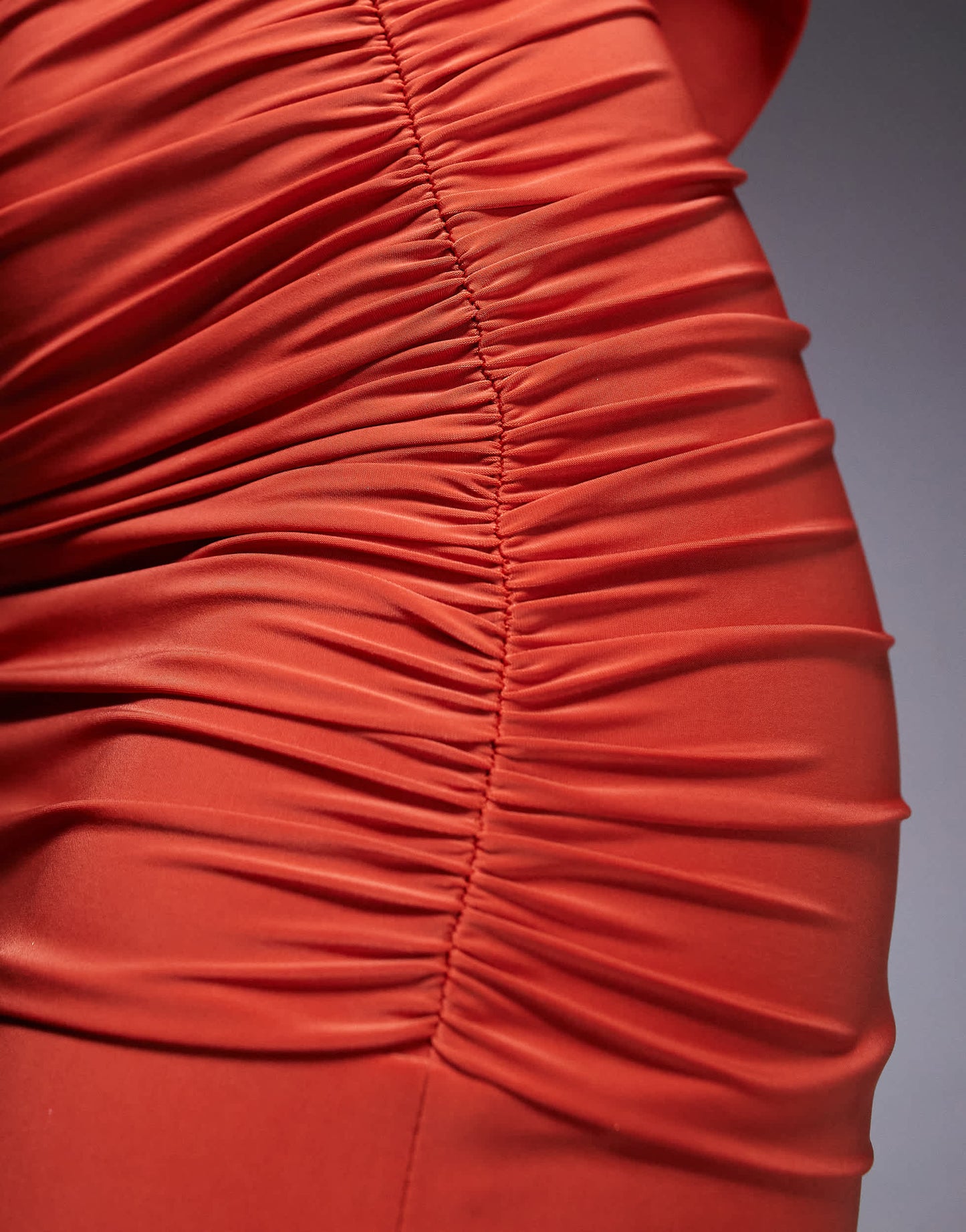 Fashionkilla double sculpted slinky ruched waist mermaid hem maxi skirt co-ord in orange
