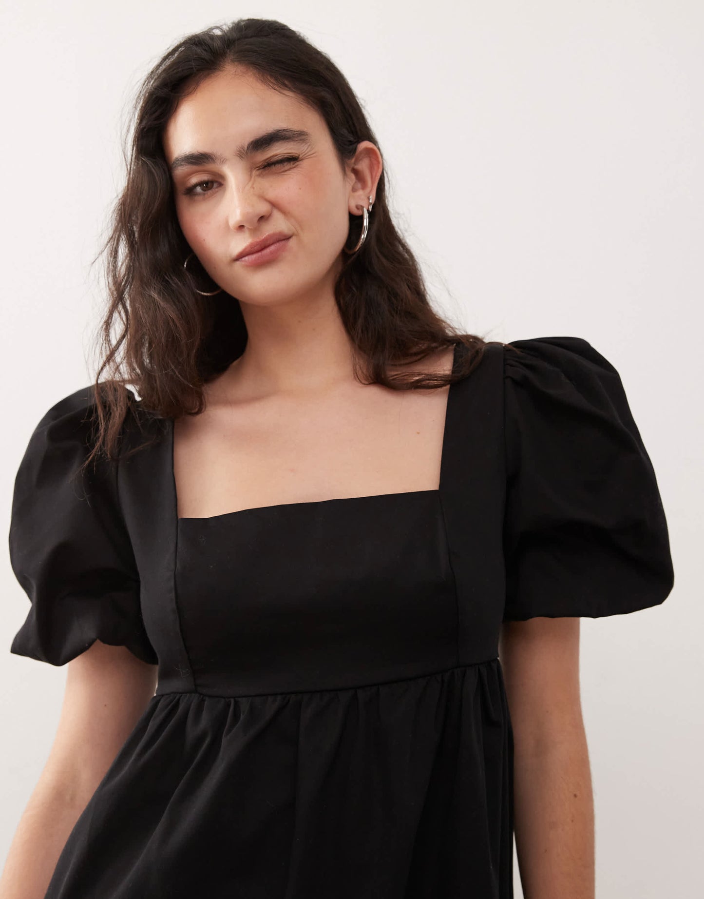 Reclaimed Vintage smock babydoll mini dress with pintuck details in black
