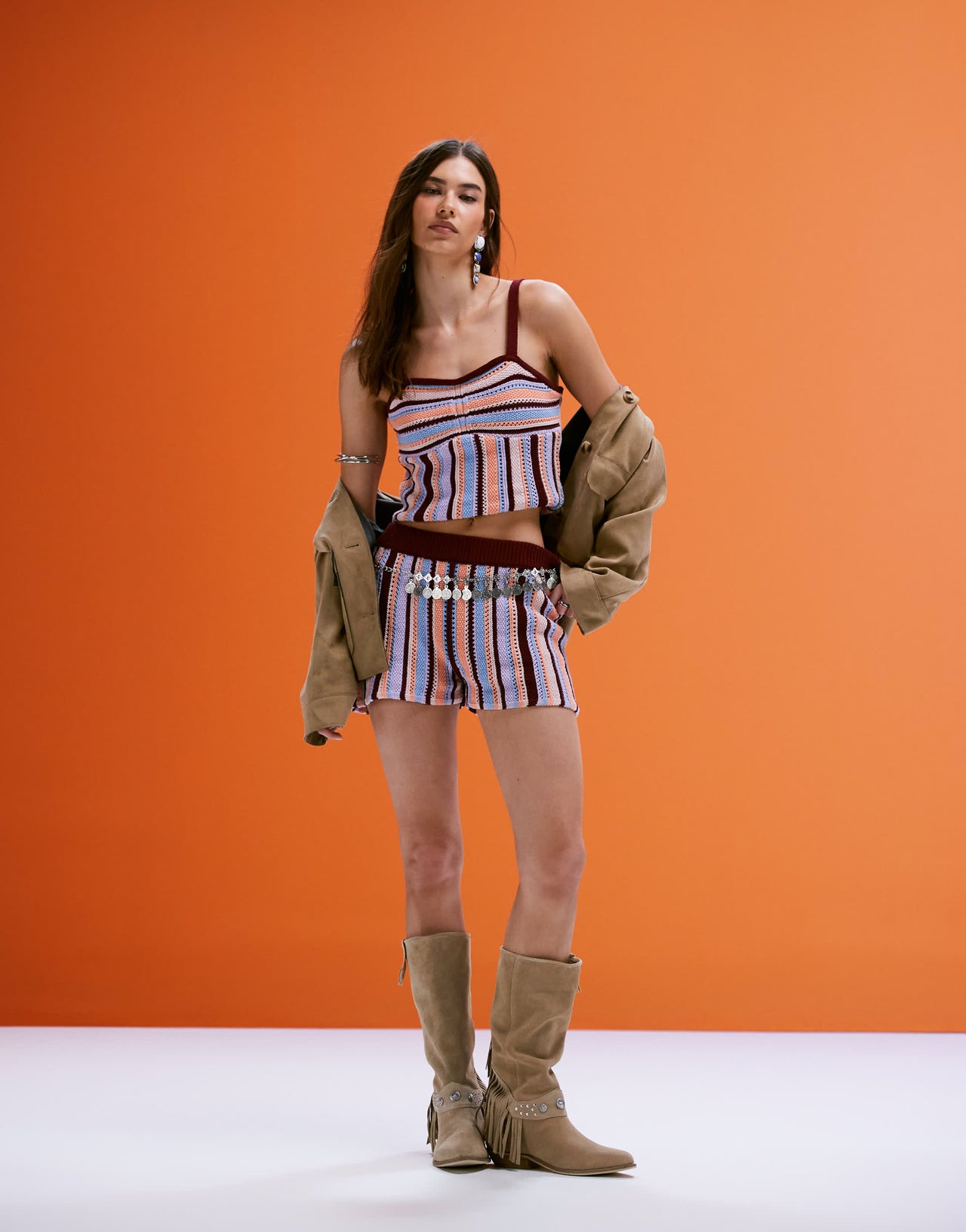 ASOS DESIGN co-ord mock crochet multi colour knitted bralet