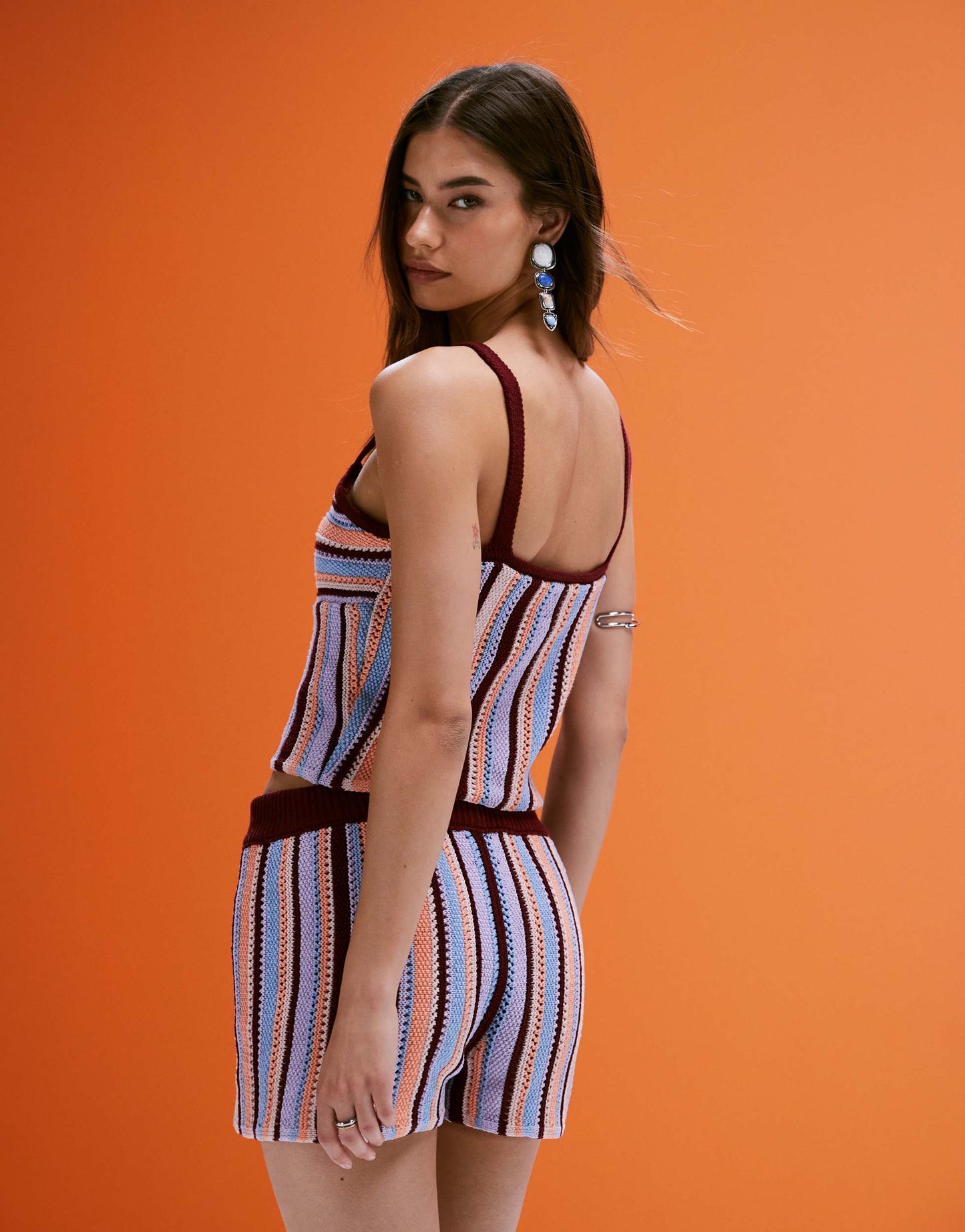 ASOS DESIGN co-ord mock crochet multi colour knitted bralet