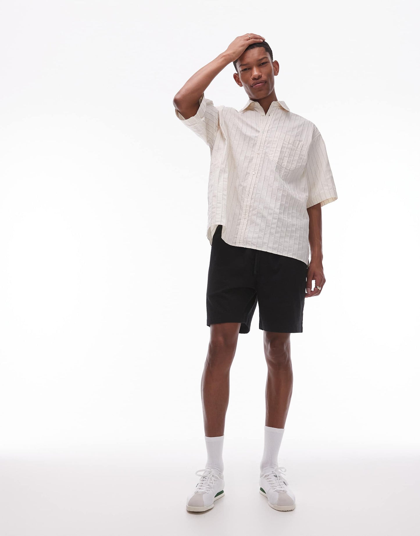 ARKET seersucker shorts with drawstring waist in black