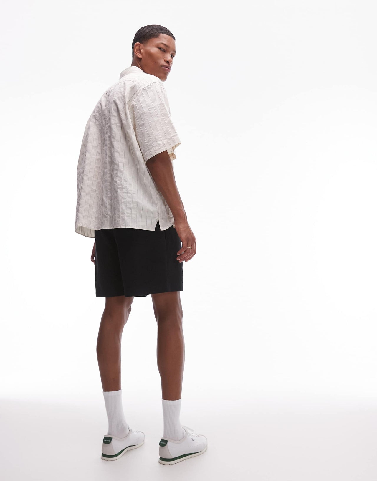 ARKET seersucker shorts with drawstring waist in black