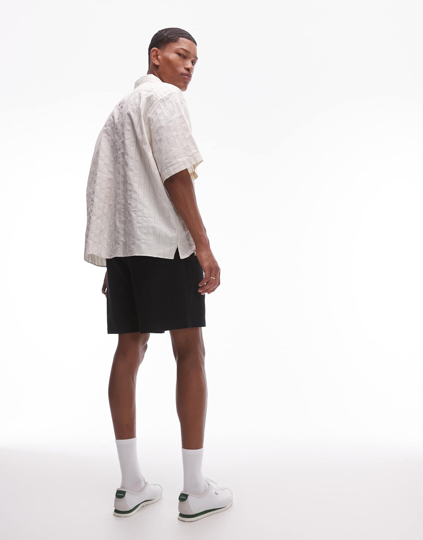 ARKET seersucker shorts with drawstring waist in black