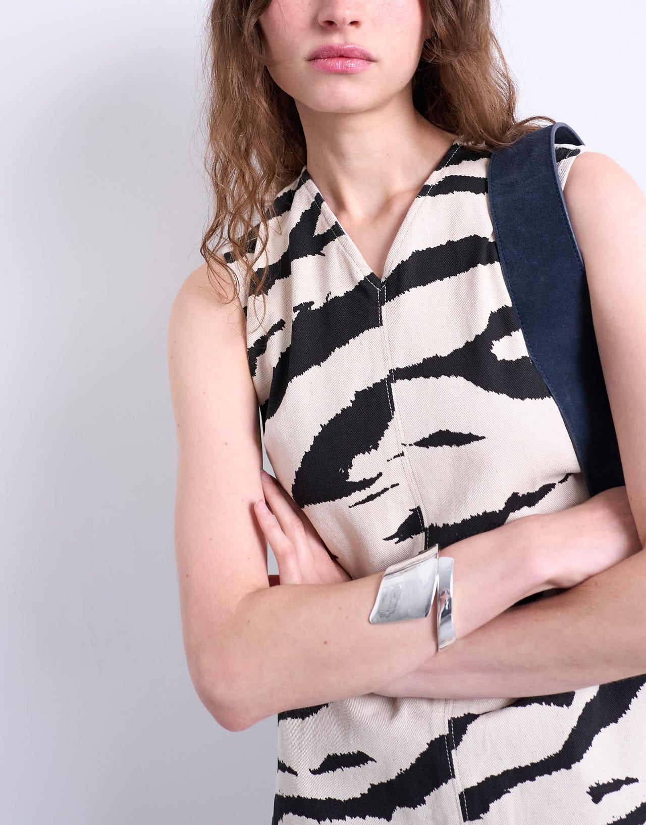Topshop denim shift dress in zebra print