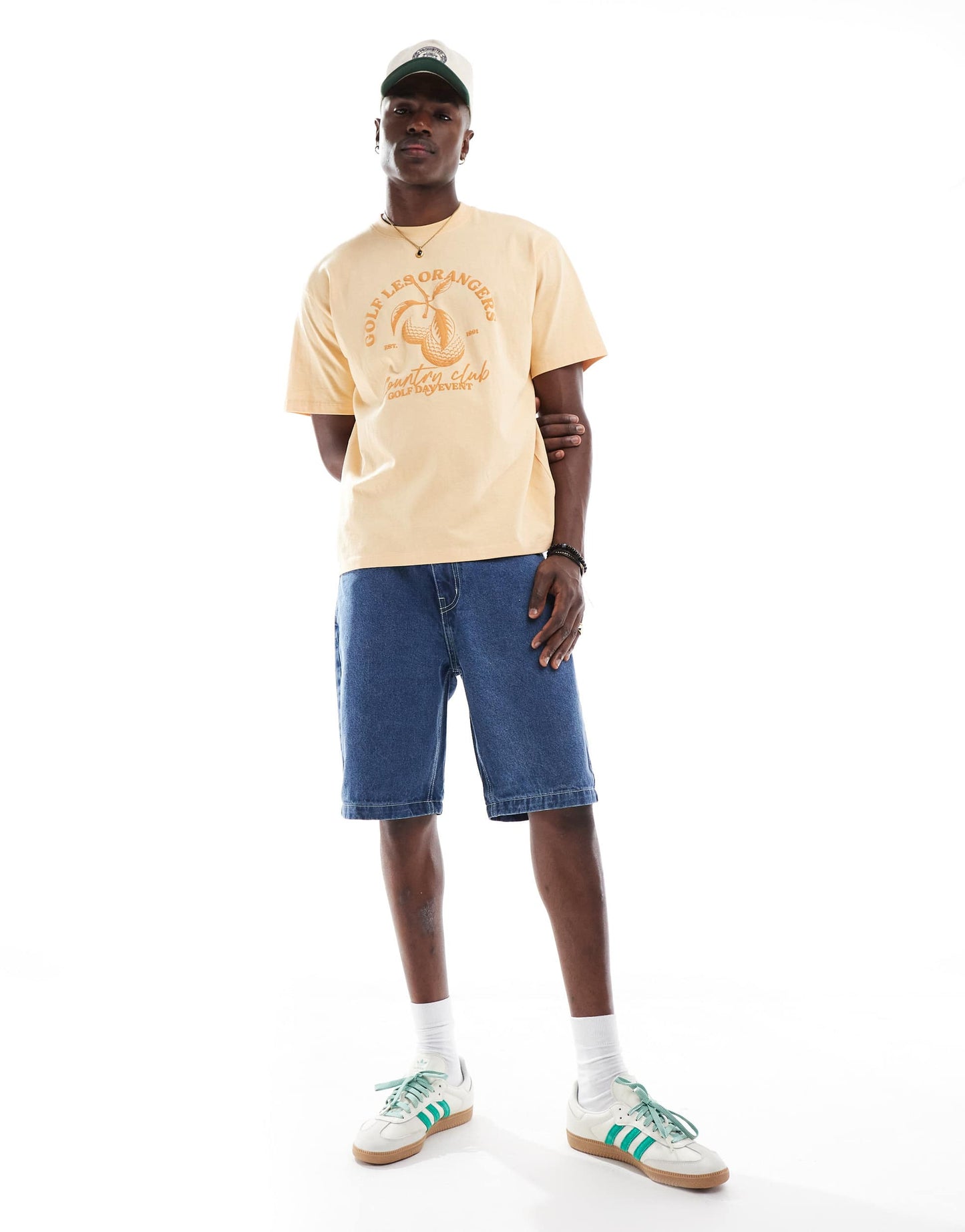 Brave Soul longline denim shorts in blue