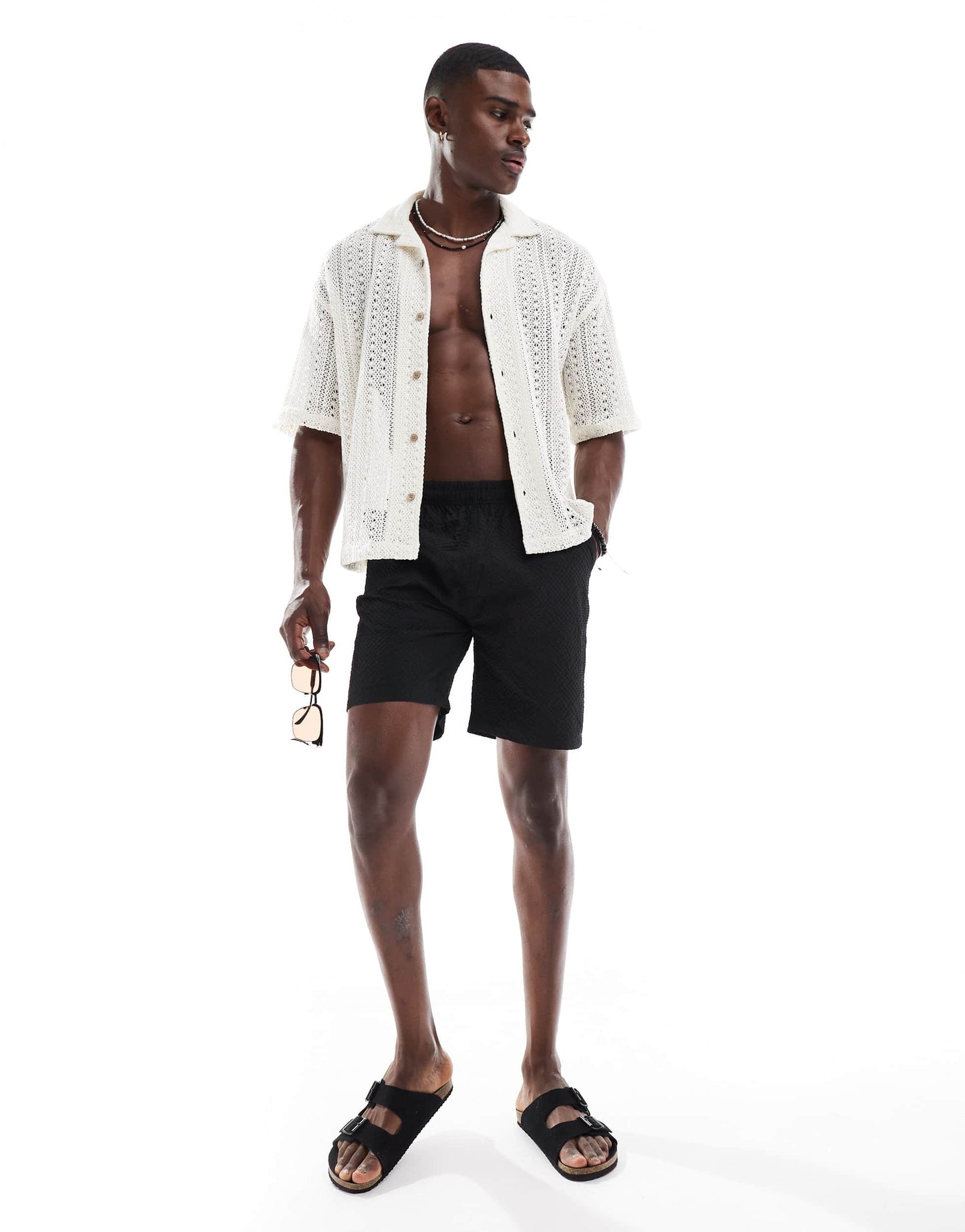 Brave Soul textured shorts in black