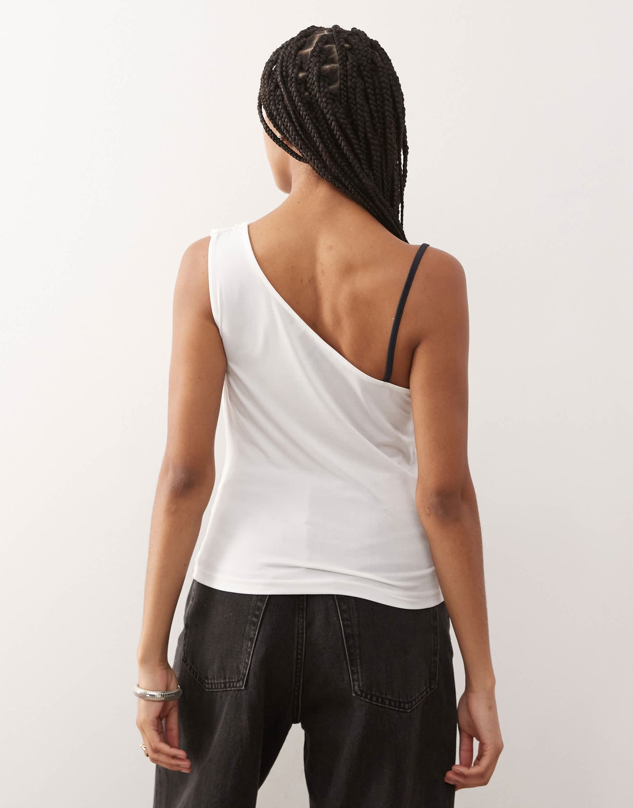 COLLUSION cowl neck cami with sporty stripe detail in white