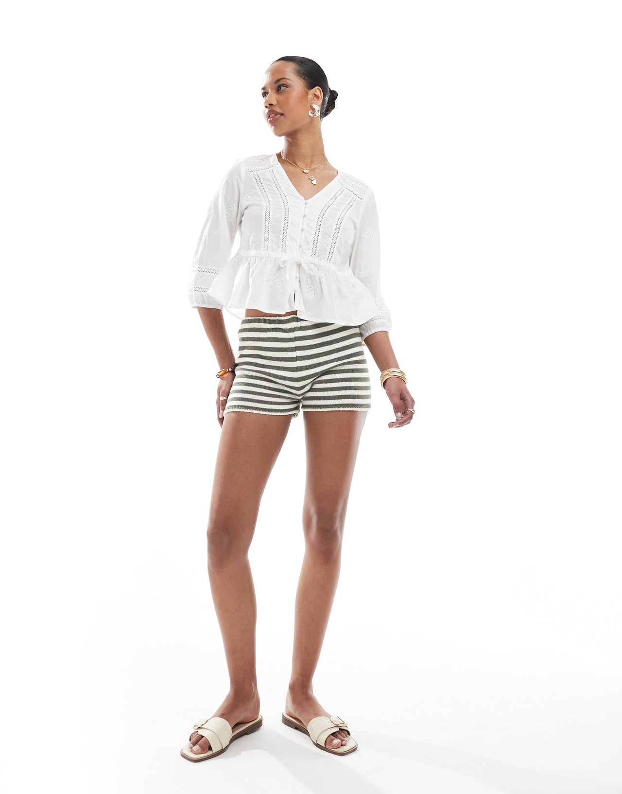 ONLY crochet detail blouse in white