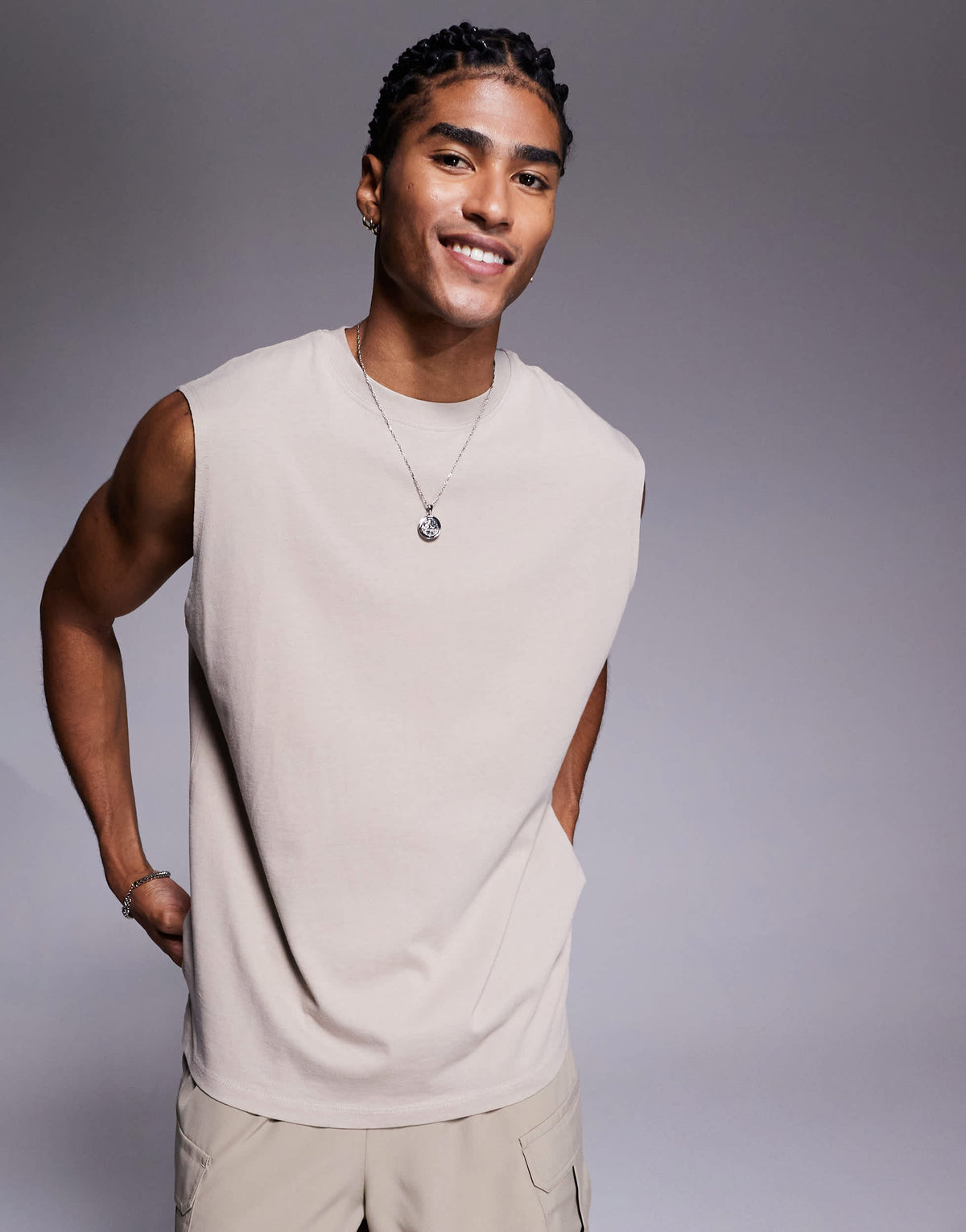 4505 Icon cotton oversized pump training tank with quick dry finish in washed stone