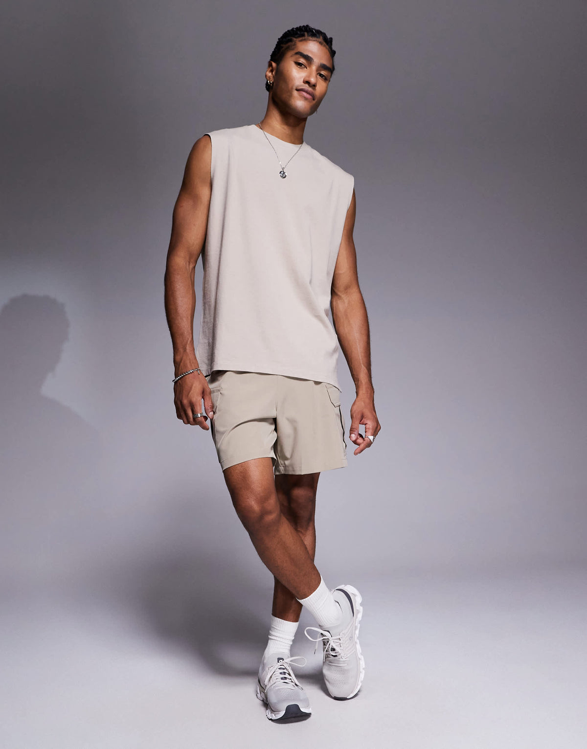 4505 Icon cotton oversized pump training tank with quick dry finish in washed stone