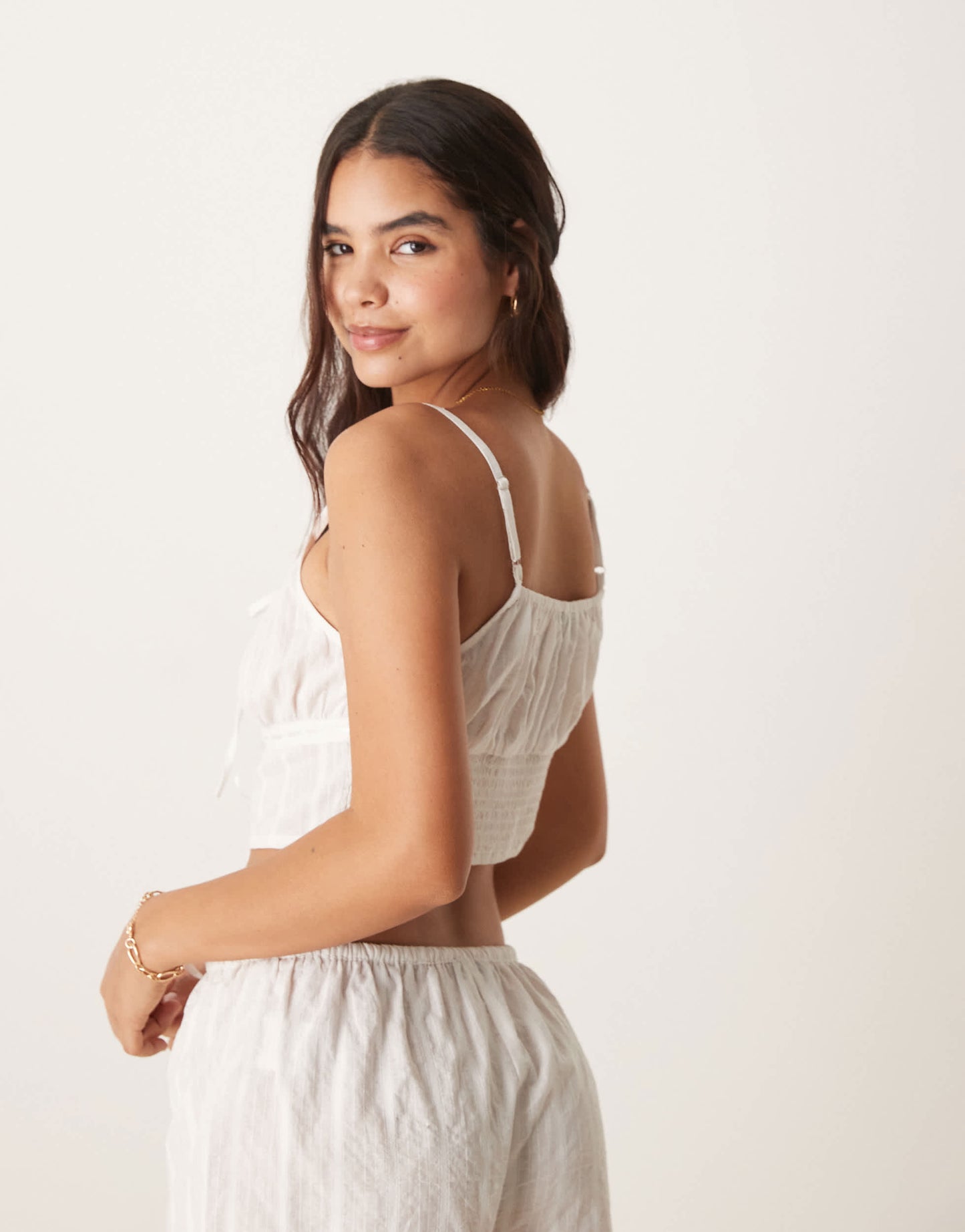 Aray beach crop top co-ord in white