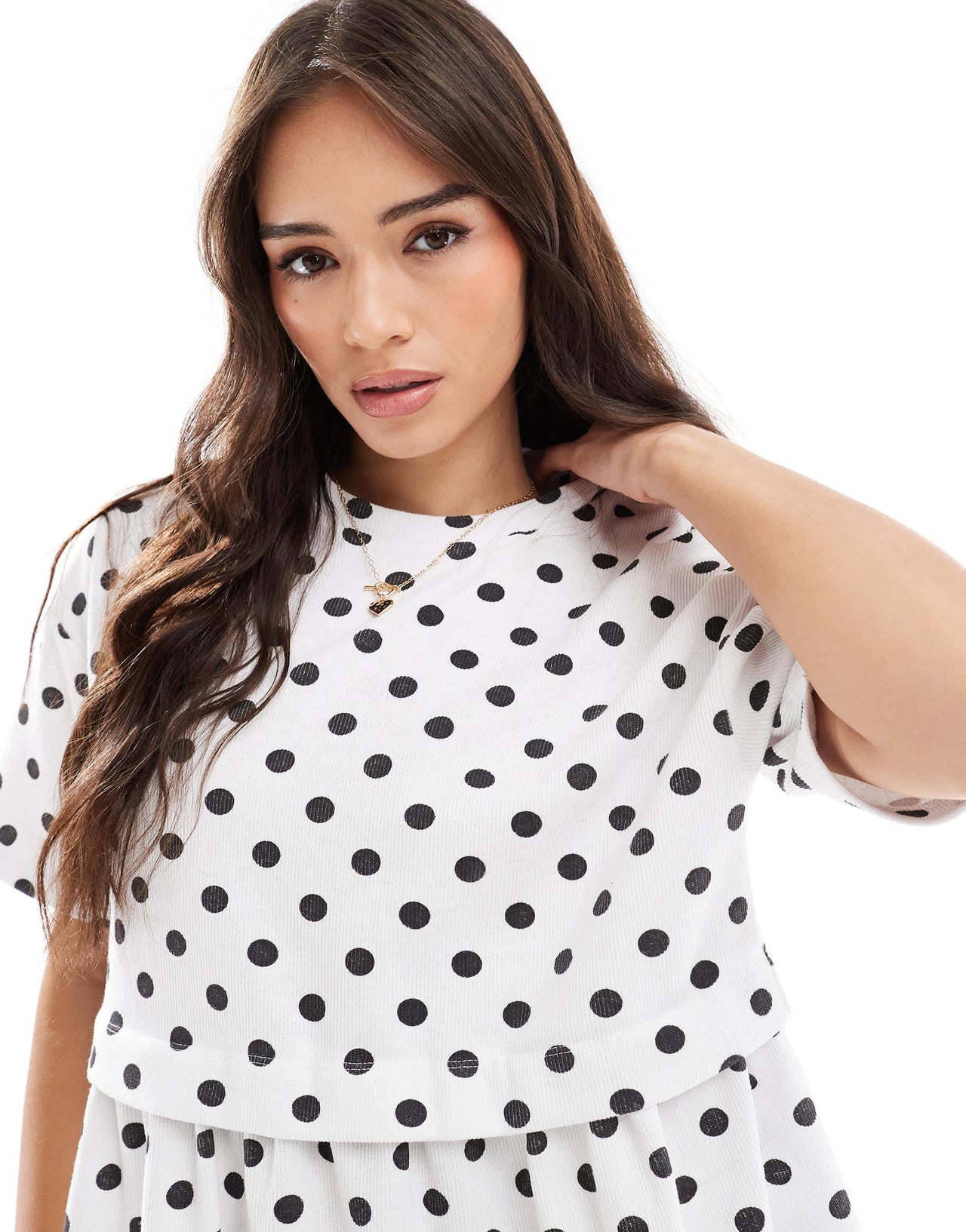 Miss Selfridge short sleeve layered smock dress in polka dot