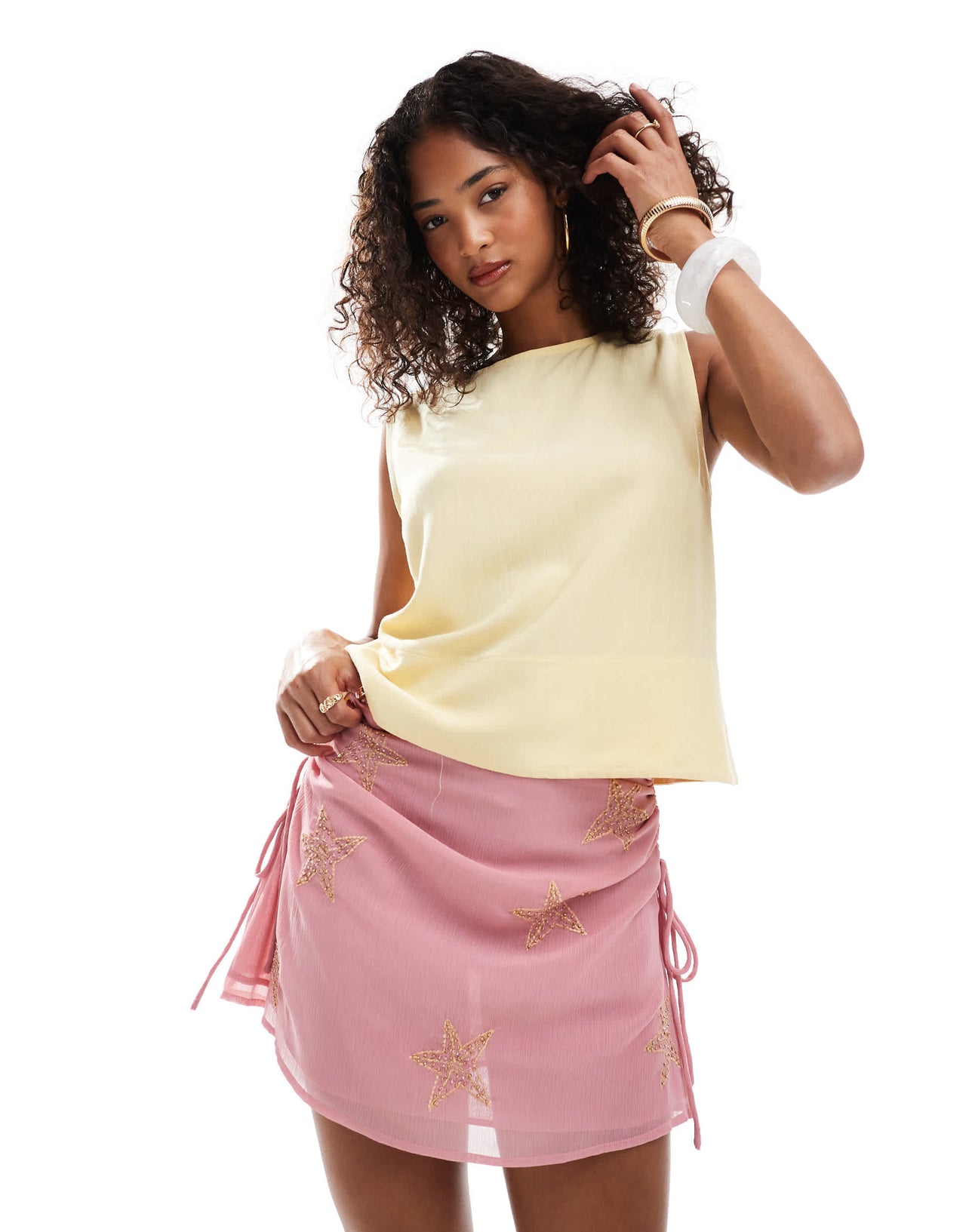 ASOS DESIGN linen blend chuck on tank top in buttermilk